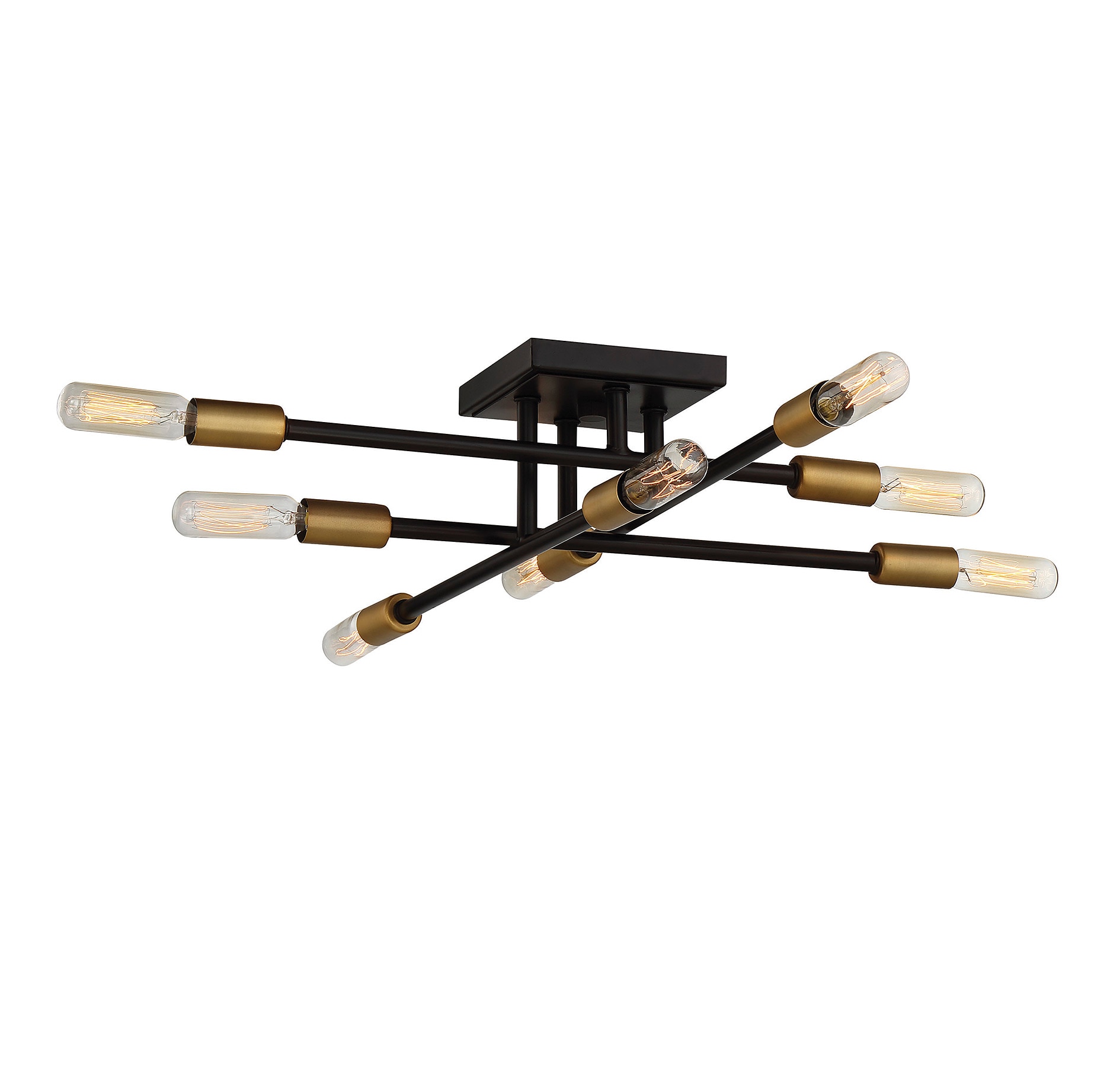 Bronze and Brass 8-Light Semi-Flush Mount Ceiling Fixture