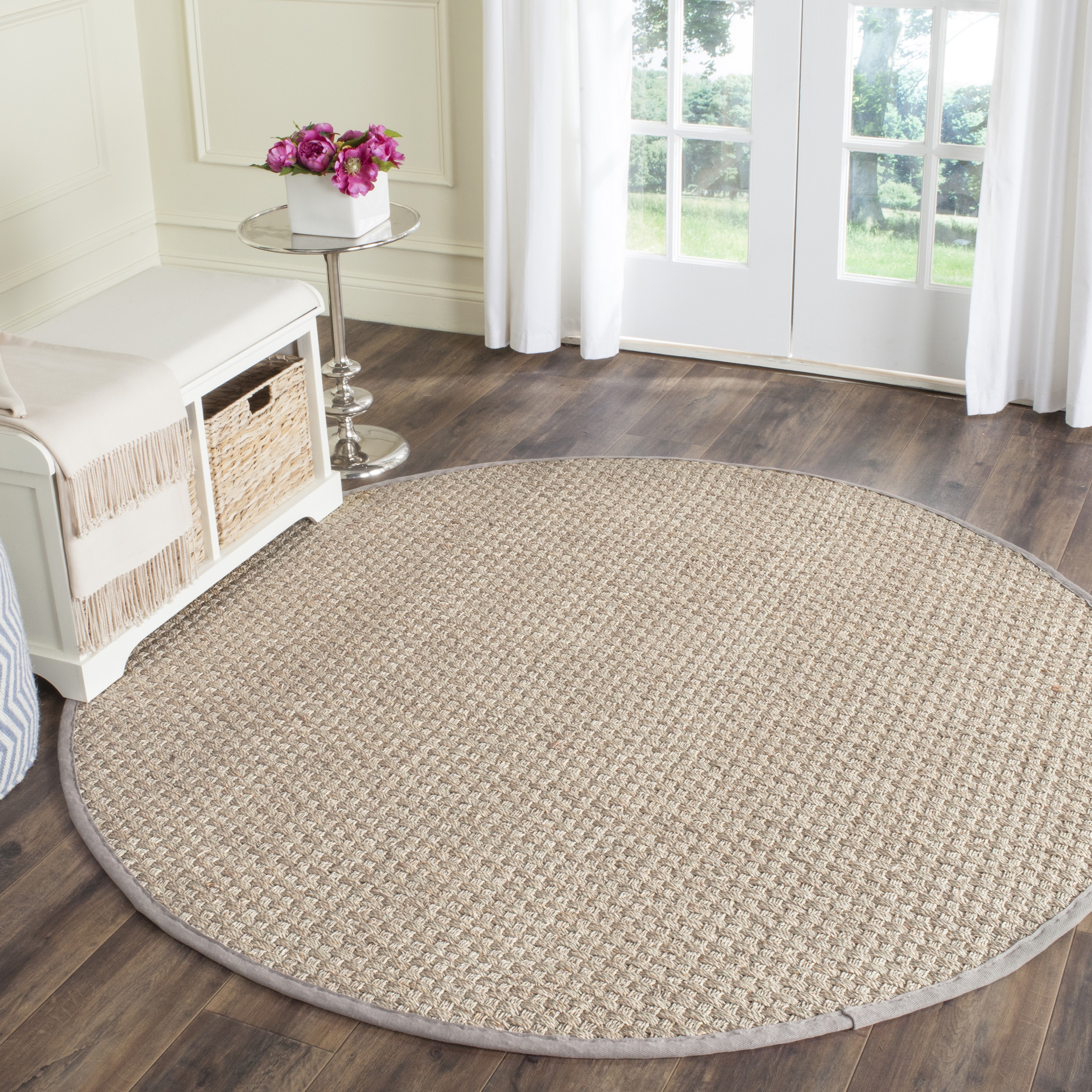 Safavieh NF114P-10R Natural Fiber Hampton 10 x 10 (ft) Loomed Seagrass Natural/Gray Round Indoor Solid Coastal Area rug
