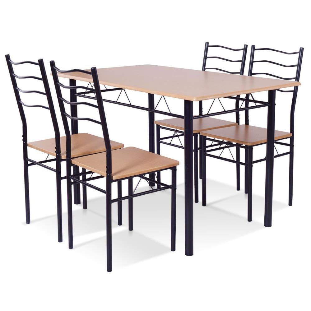 WELLFOR HW-HLY-55389BW Walnut Contemporary/Modern Dining Room Set with Rectangular Table (Seats 4)