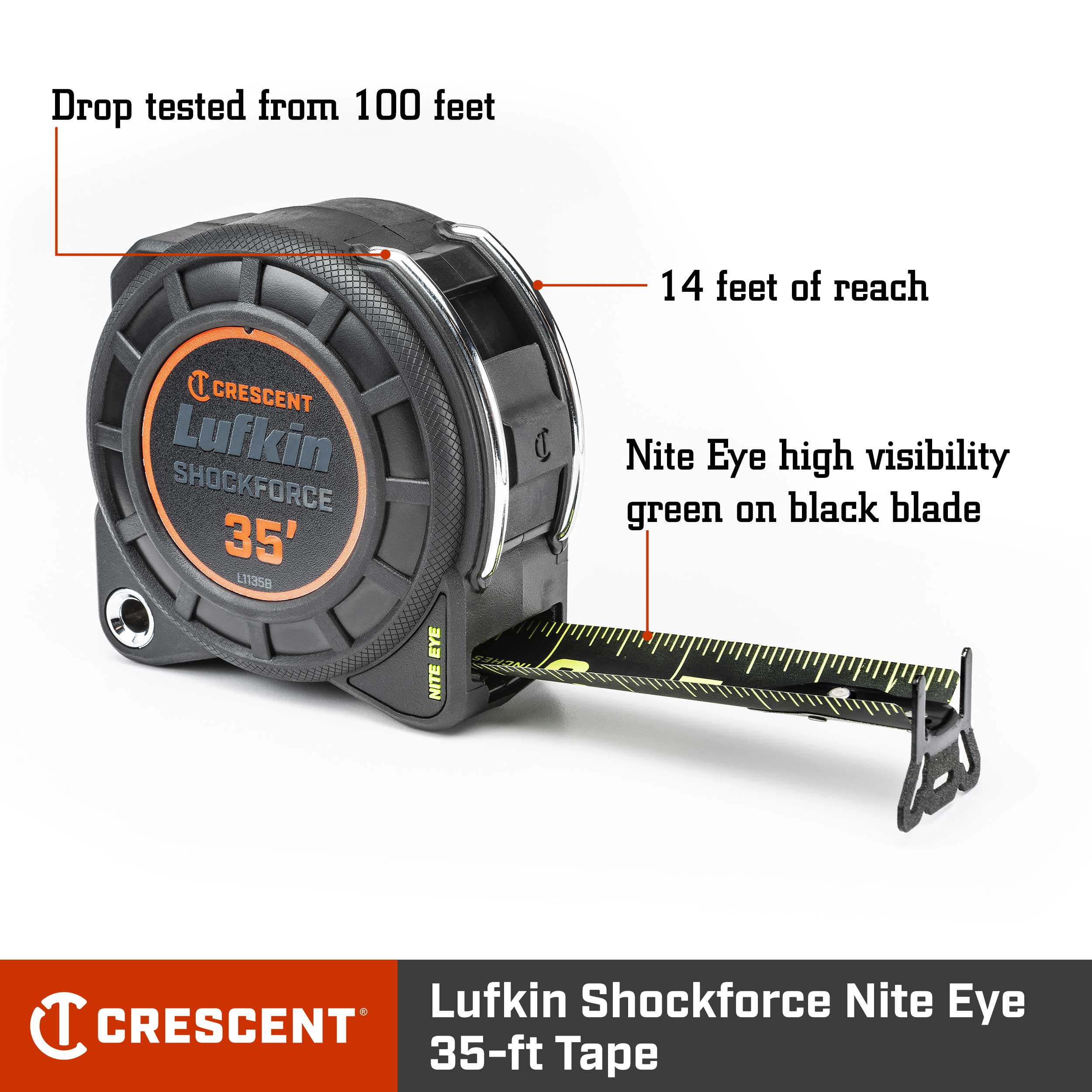 Crescent Lufkin Shockforce Nite Eye G1 35-ft Tape Measure in the Tape  Measures department at