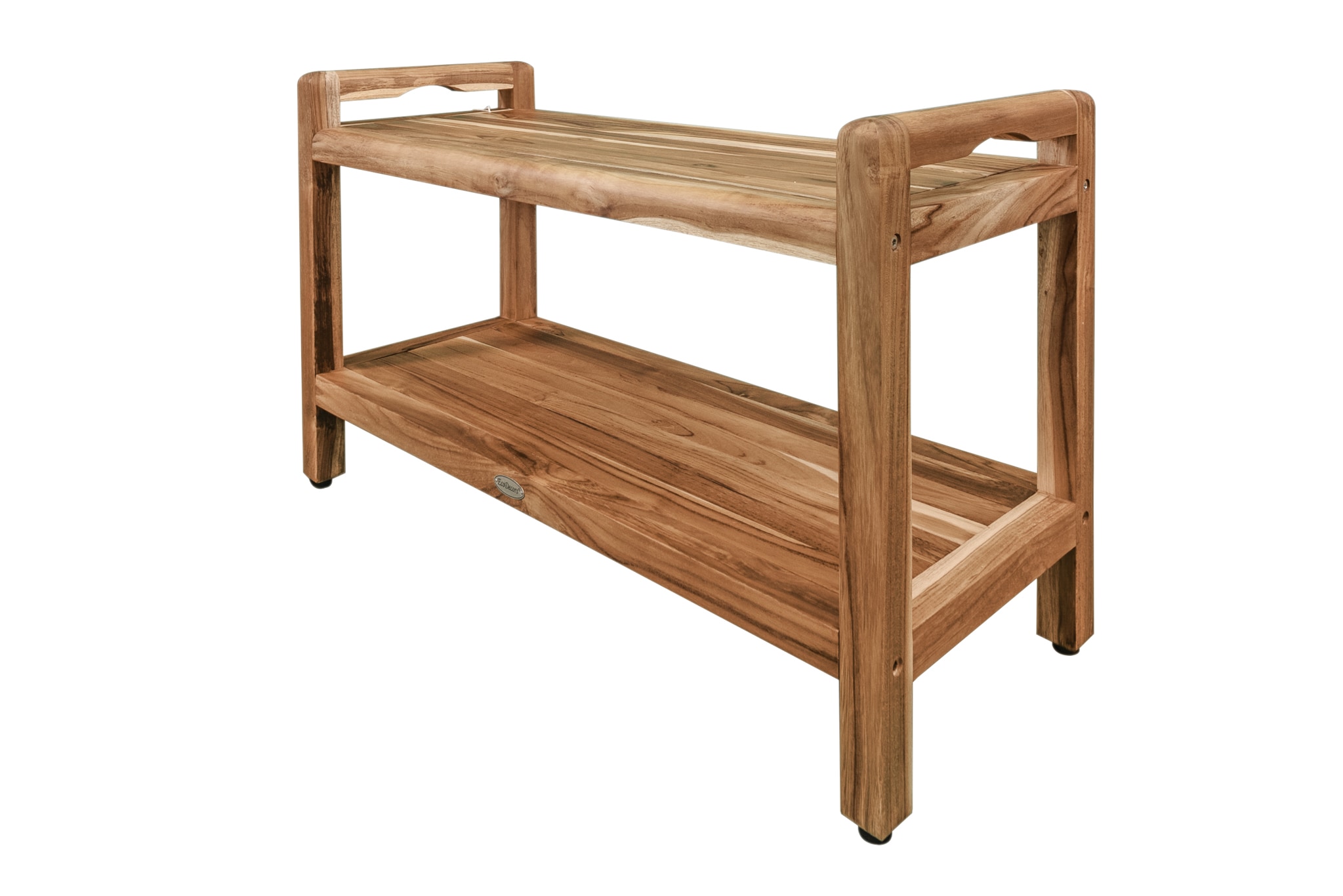 Teak Freestanding Shower Bench with Shelf and LiftAide Arms