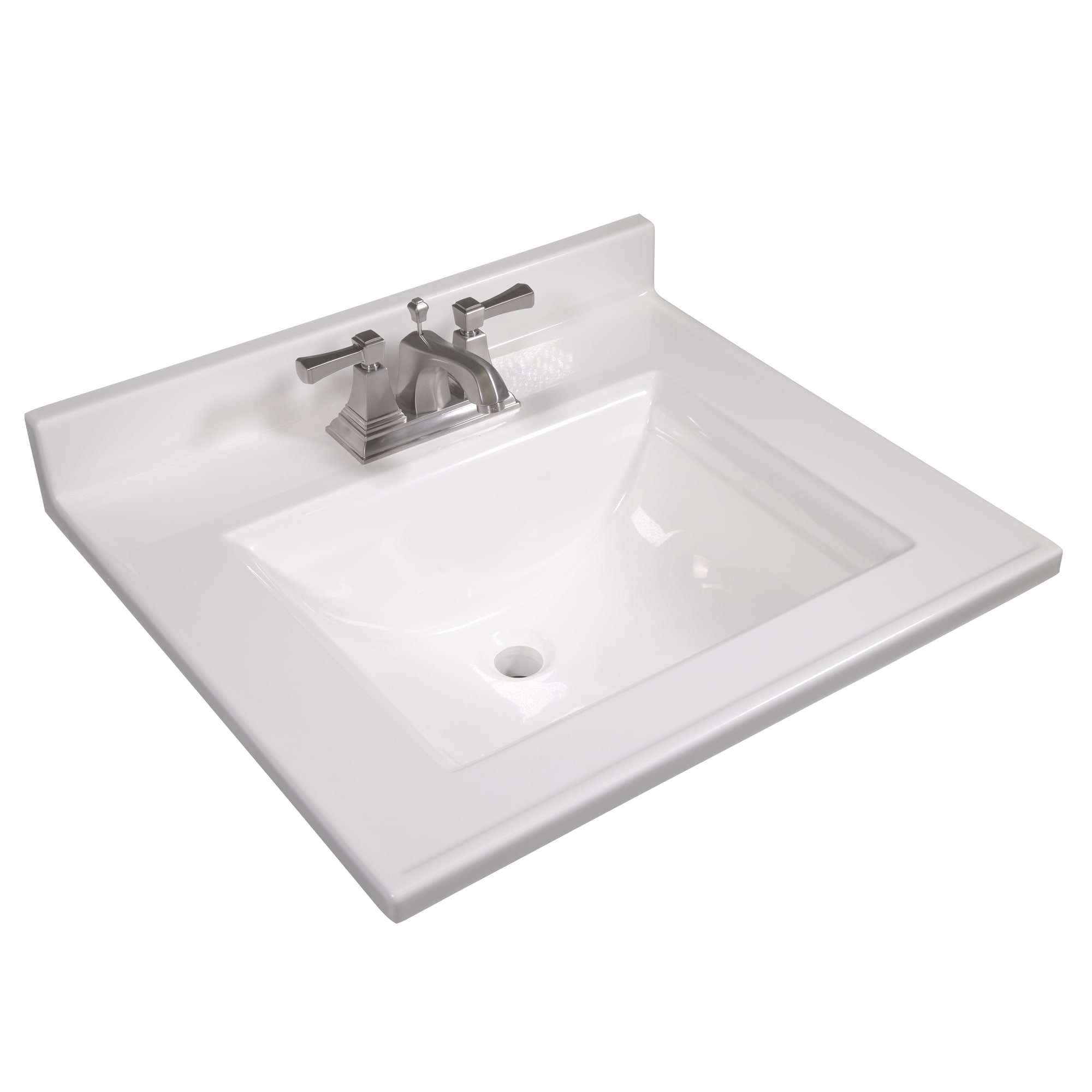 Camilla 25-Inch White Cultured Marble Vanity Top with Backsplash