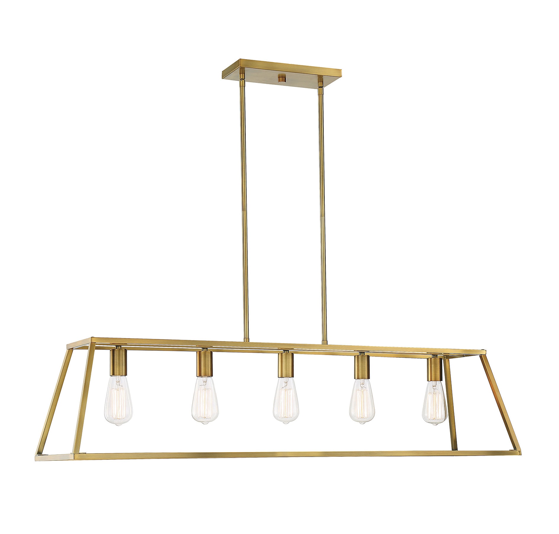 Denton Warm Brass Geometric 5-Light Linear Chandelier