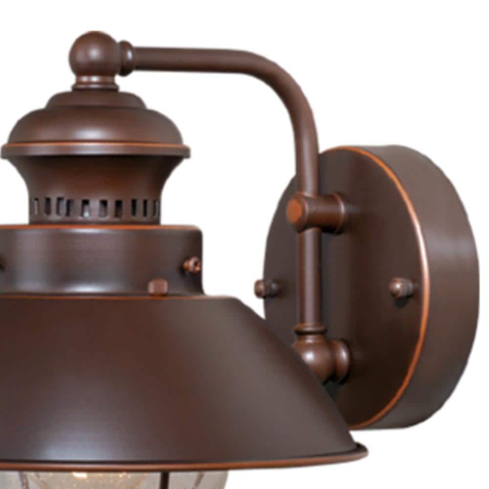 Burnished Bronze Nautical Steel Wall Sconce with Seeded Glass