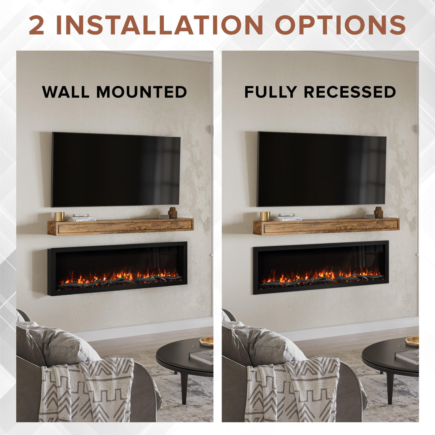 Modern Ember 72-in W Highmark Black Infrared Quartz Wall-mount Electric ...