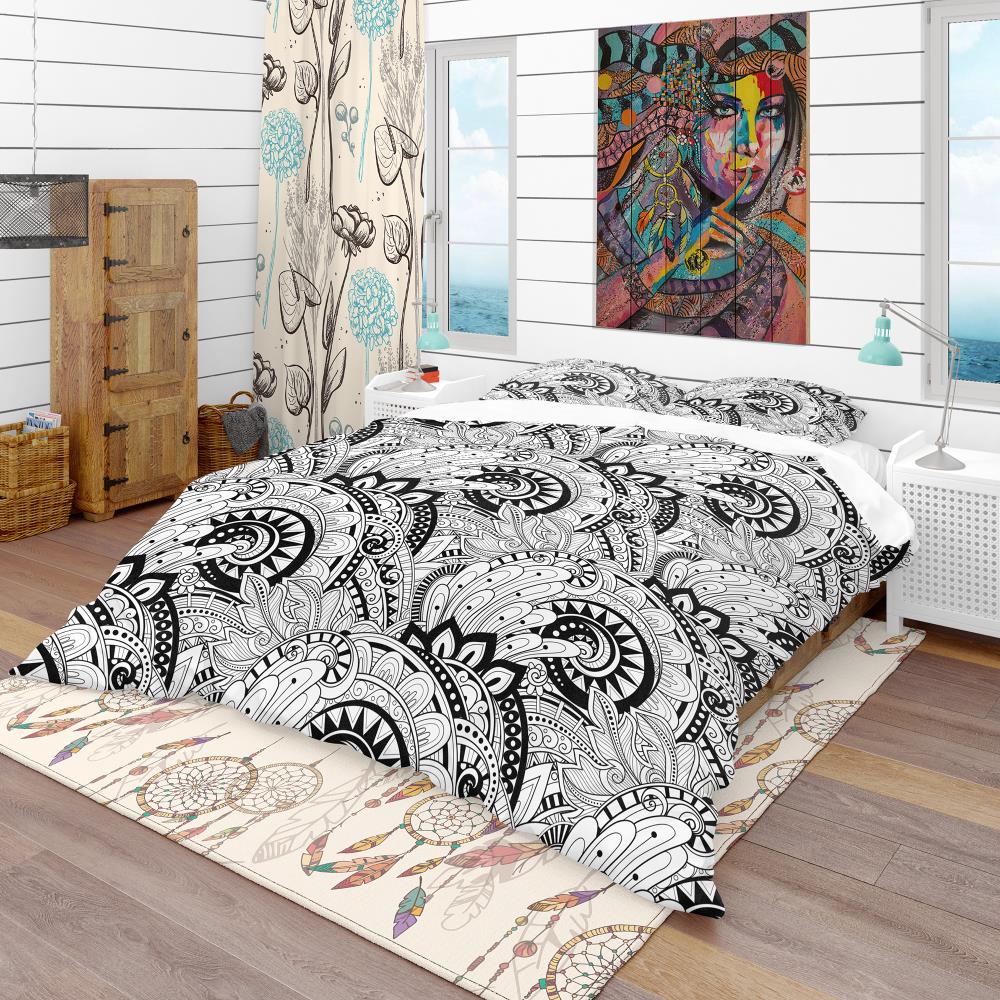 Designart BED18985-Q 3 -Piece Black Queen Duvet cover Set