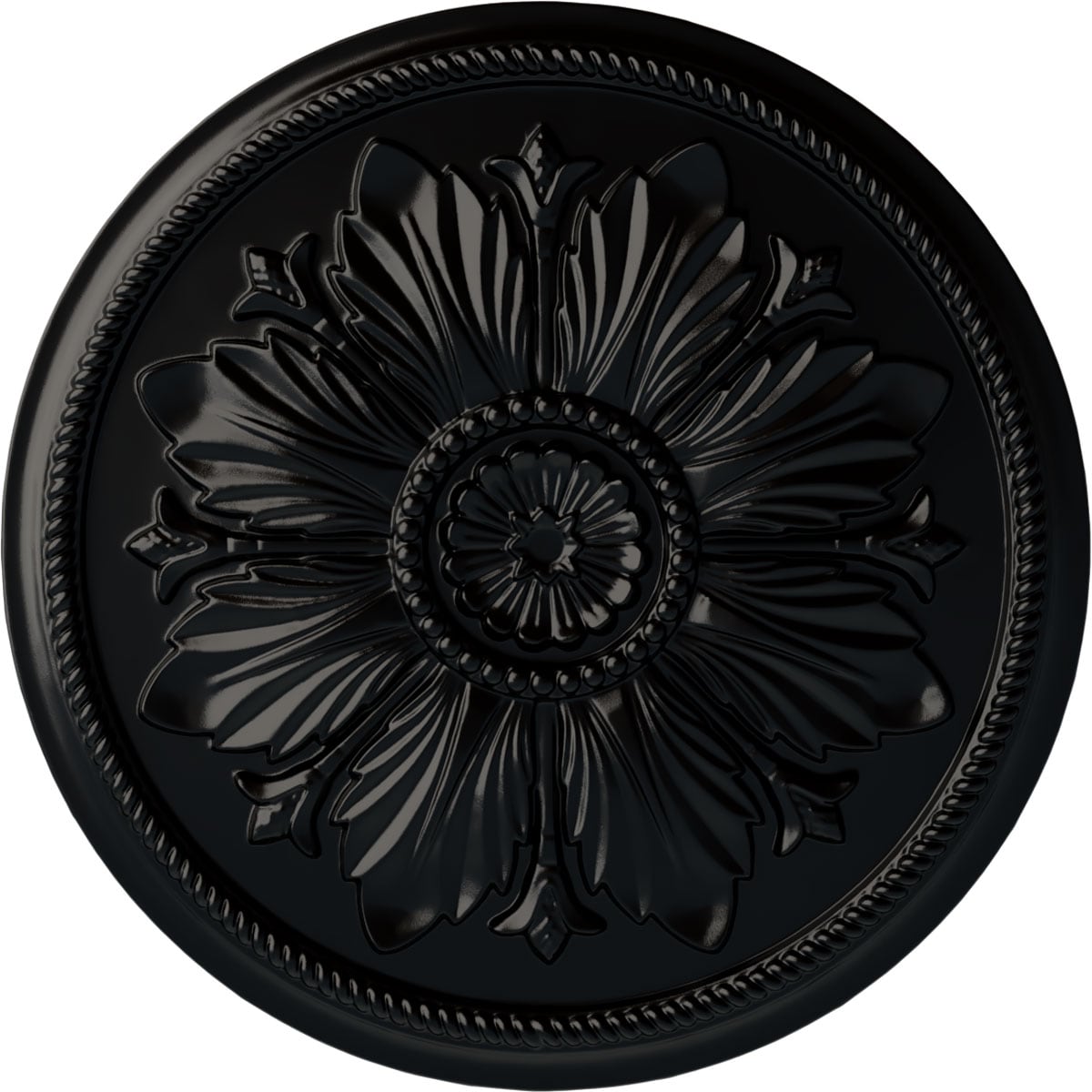 Ekena Millwork CM23KABLF Kaya 23.625-in W x 23.625-in L Painted Jet Black Polyurethane Whole Ceiling Medallion