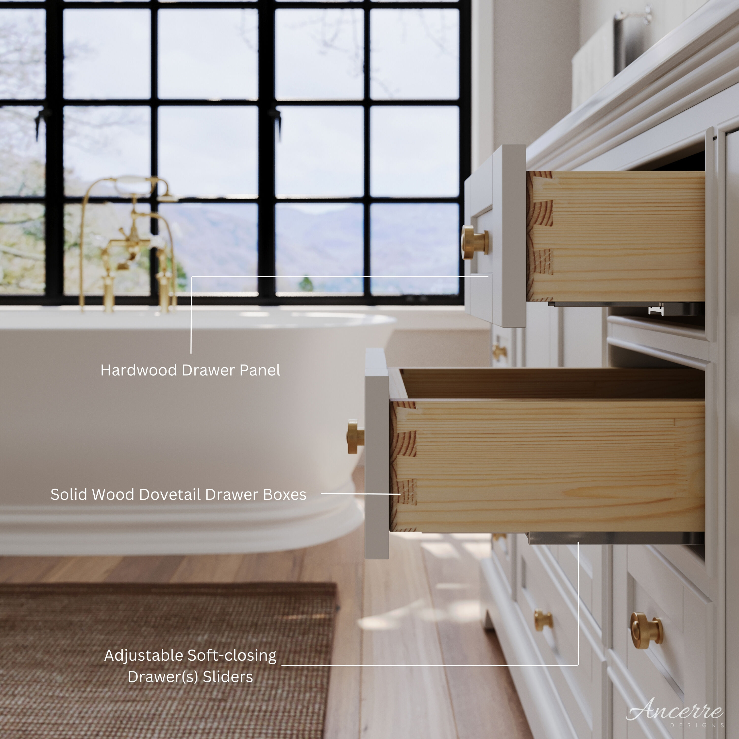 Ancerre Designs VTSAUDREY84-W-QCL-GD Bath-Vanity-Combo - View #7