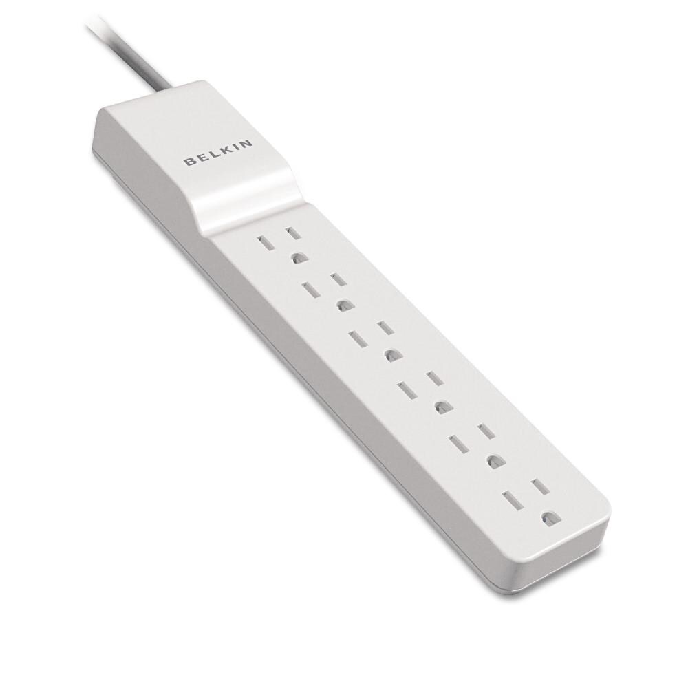 Belkin 4ft Home/Office 6Outlet 720 Joules 1800Watt White Indoor Ac Surge Protector at