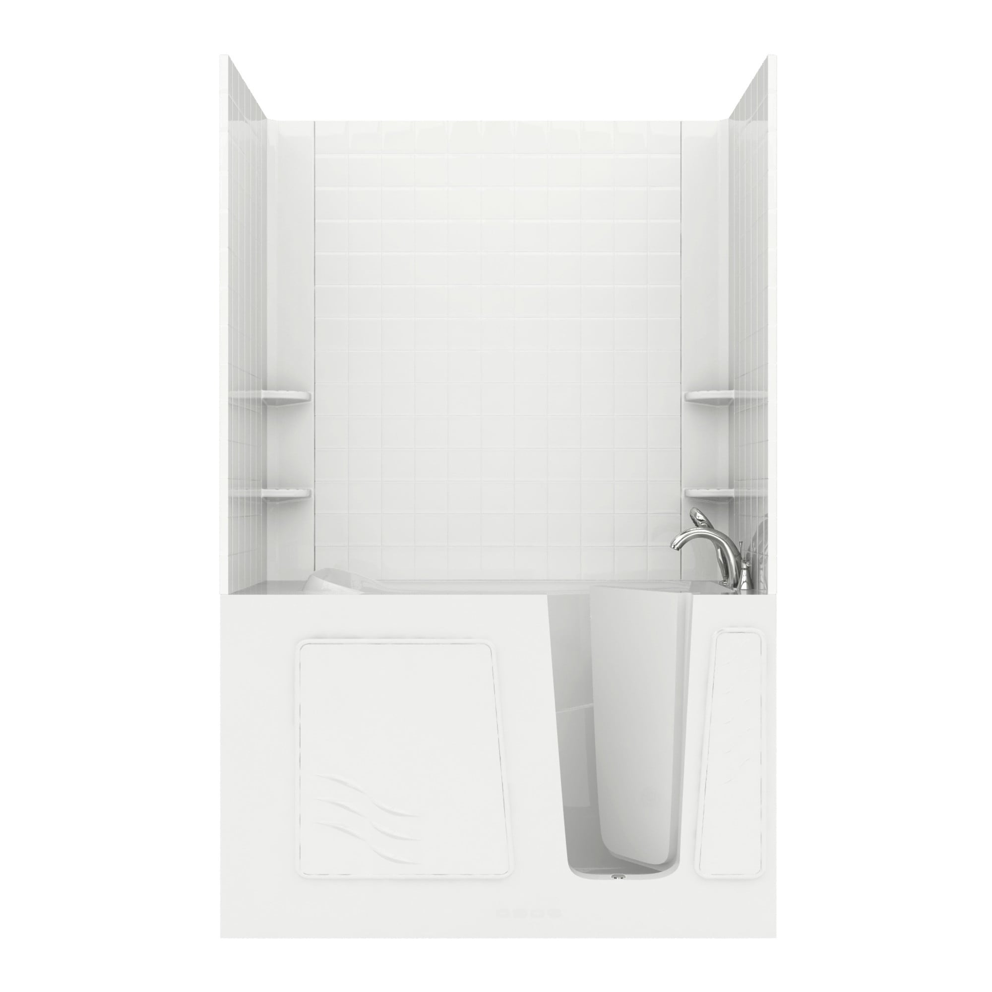 Endurance LSN3060WIRWDCE LS Series 30-in W x 60-in L x 39-in H White 2-Piece Bathtub and Shower Combination Kit (Right Drain) with Tub, Wall and Drain Included