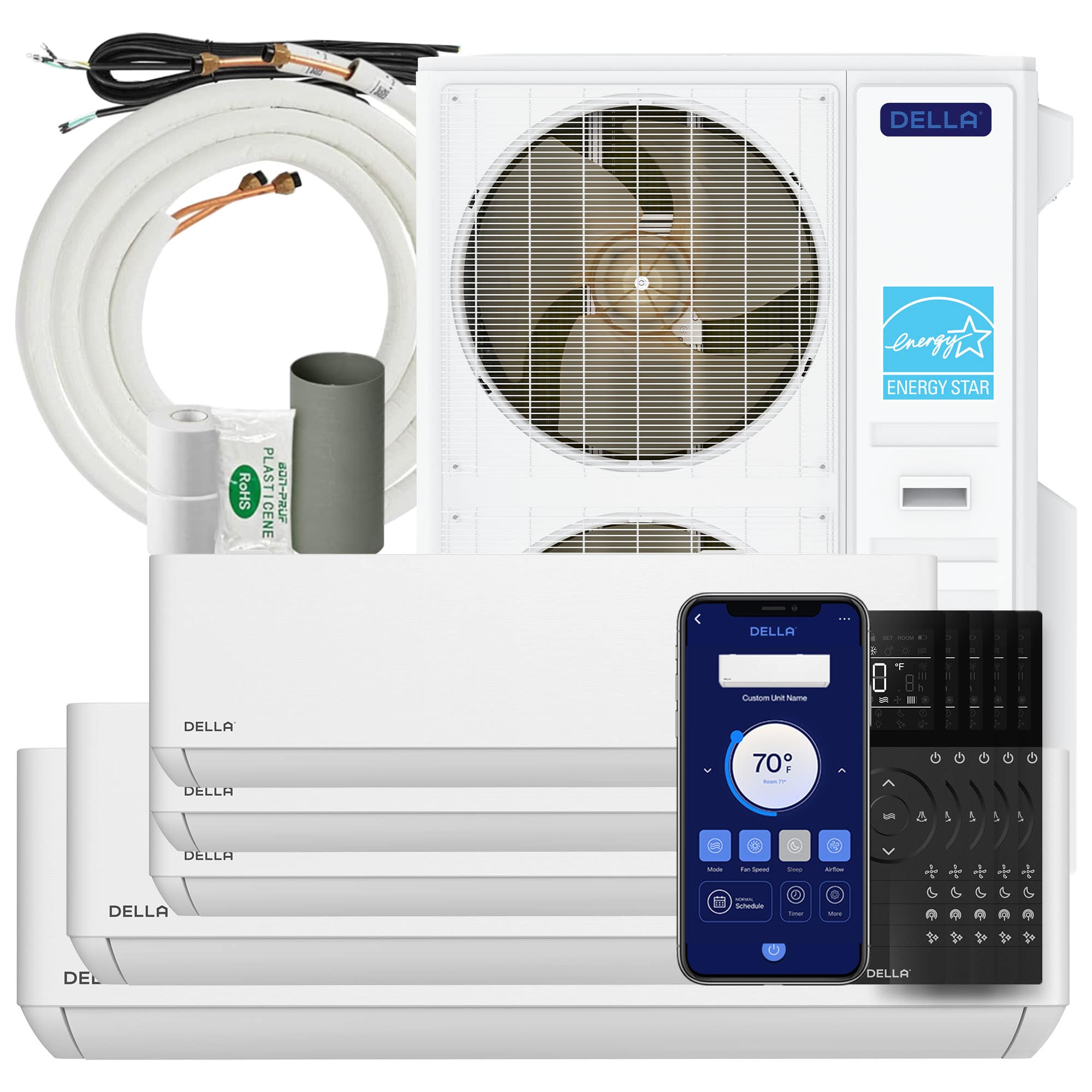 DELLA 55K BTU 5 Zone 9K-9K-9K-12K-18K Mini Split Air Conditioner #1D6-TPX+F9991218