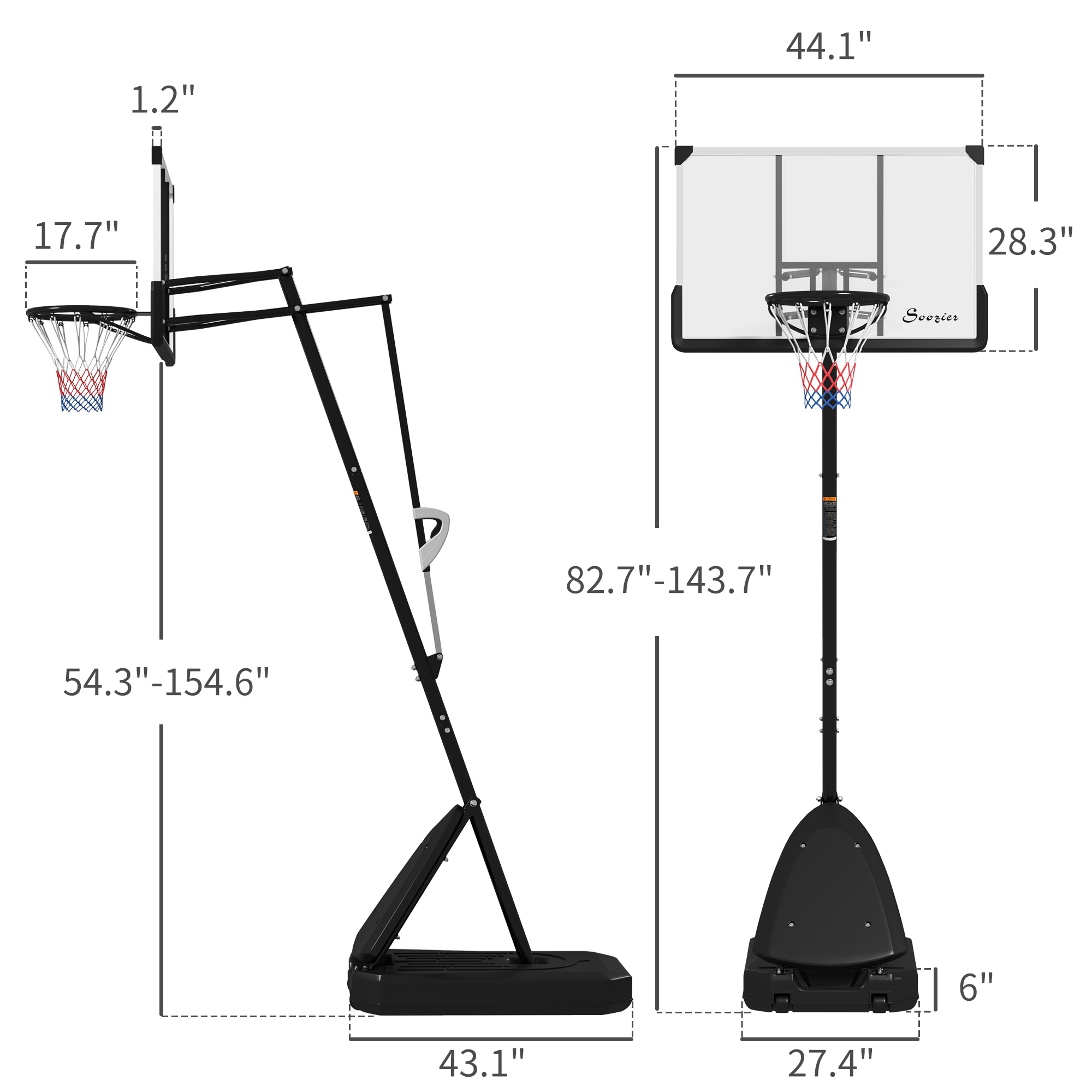Soozier A61-071V01BK Basketball-System - View #3