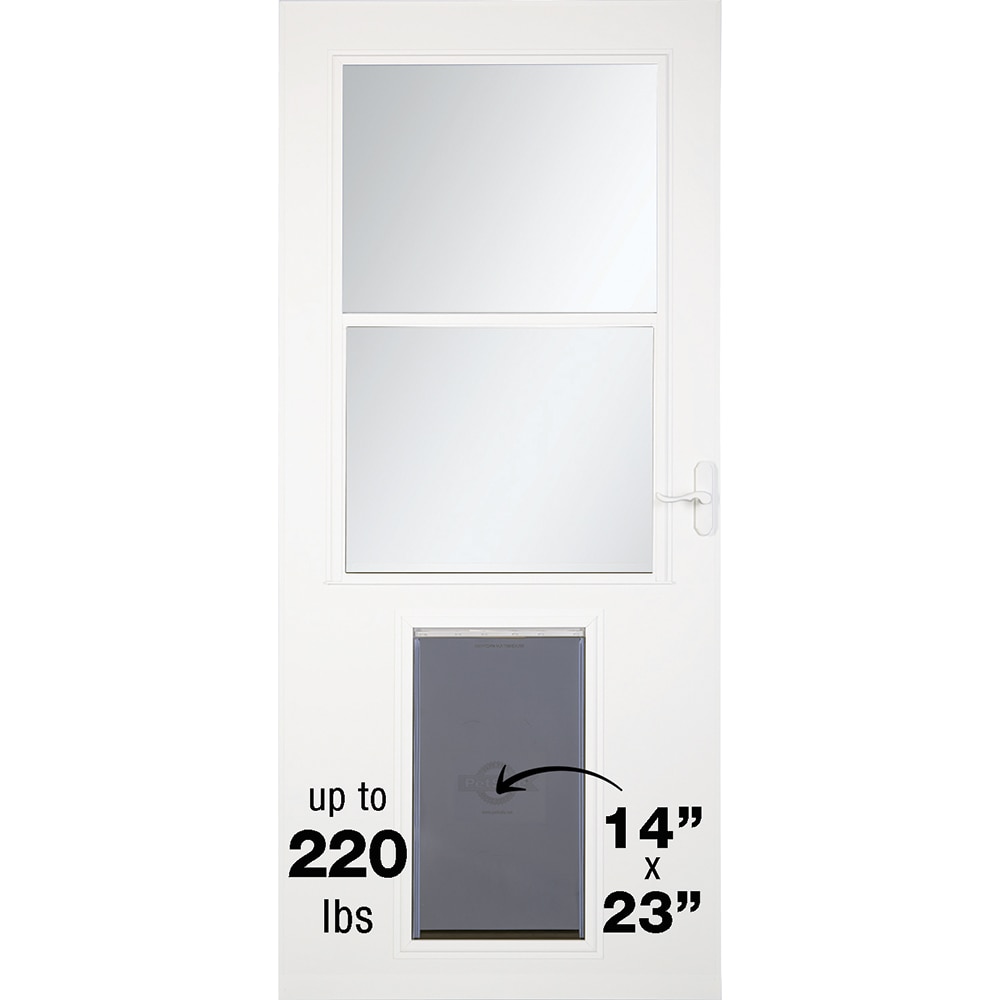 LARSON Pet Door XL 36-in x 81-in White High-view Fixed Screen Wood Core ...