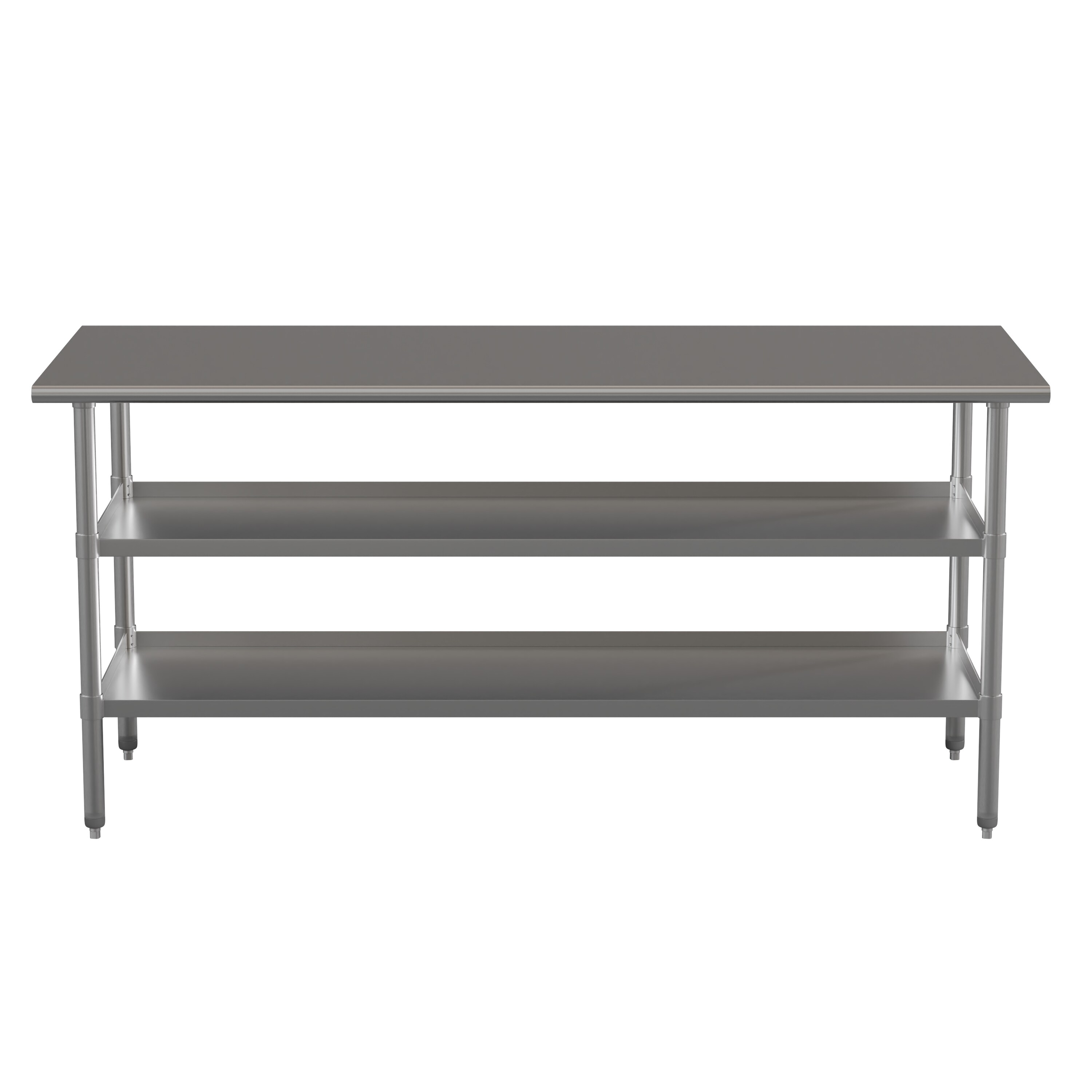72" Silver Stainless Steel Kitchen Work Table with Adjustable Shelves