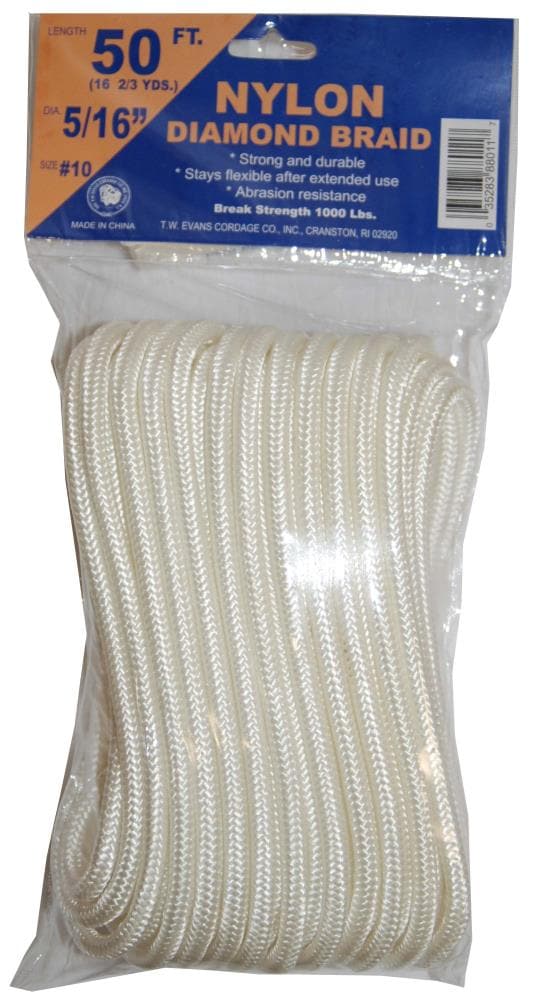 T.W. Evans Cordage 0.3125-in x 50-ft Braided Nylon Rope (By-the-Roll) in  the Rope (By-the-Roll) department at
