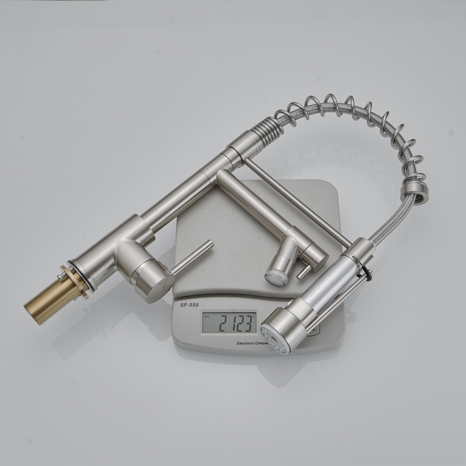 Brushed Nickel High-Arc Single Handle Kitchen Faucet with Pull-Out Spray
