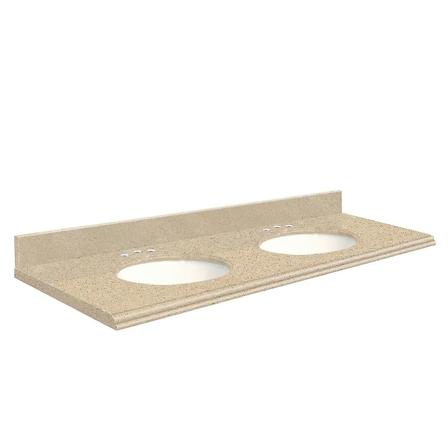 Transolid 61-in Durum Cream Quartz Double Sink Bathroom Vanity Top Transolid 61-in Durum Cream Quartz Double Sink Bathroom Vanity Top