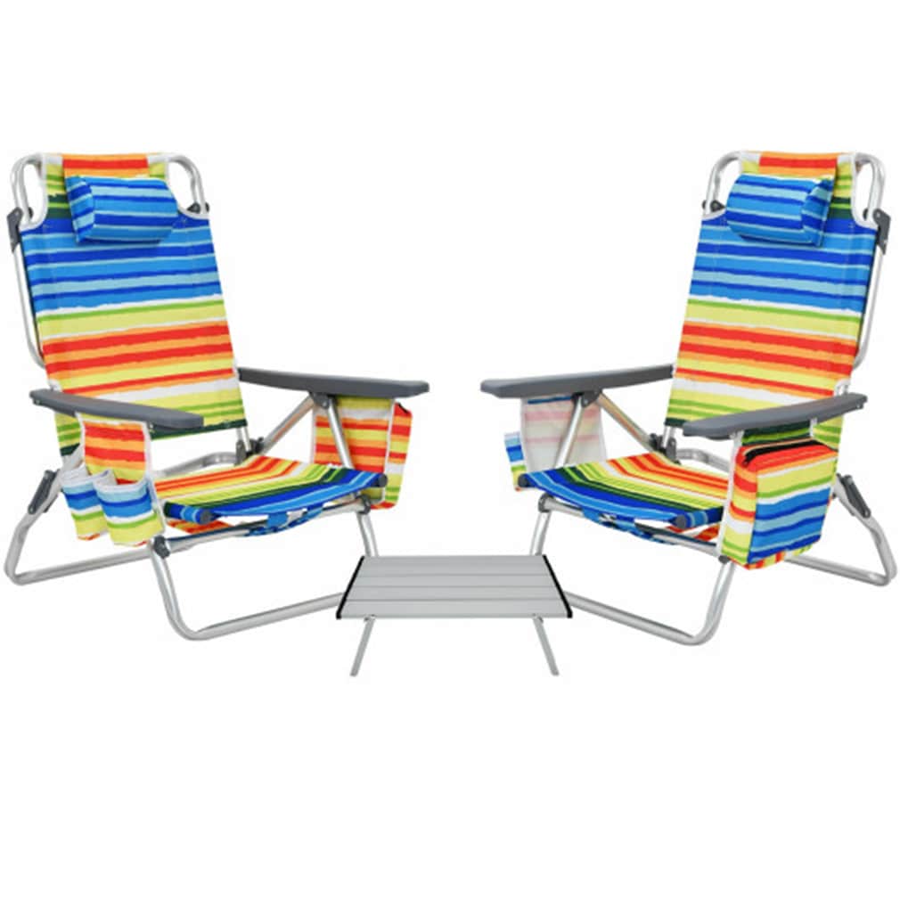LIVIZA TDJ10020YE Yellow Strip Folding Beach chair Adjustable and Carrying Strap/Handle Included