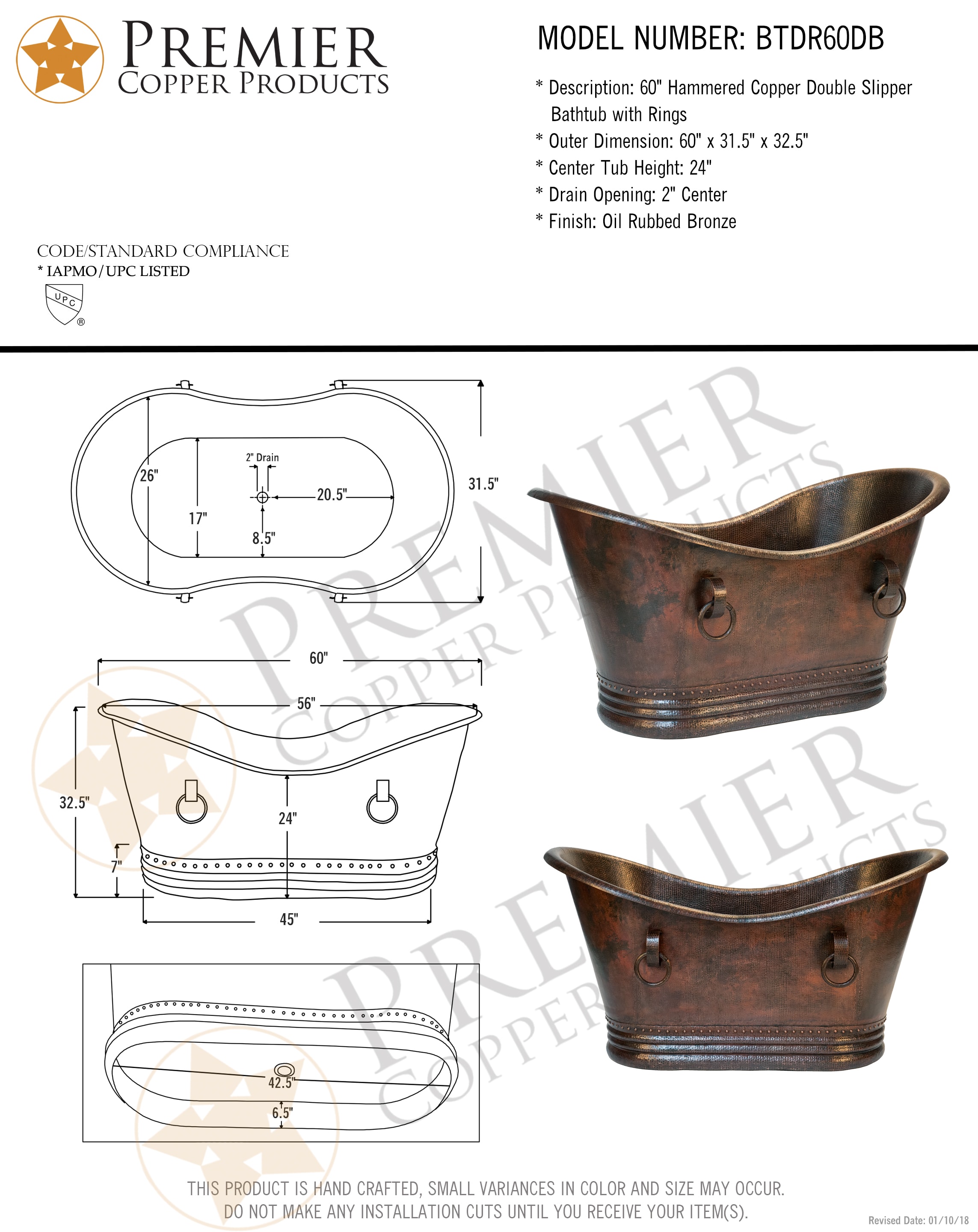 PREMIER COPPER PRODUCTS BTDR60DB bathtubs - View #9