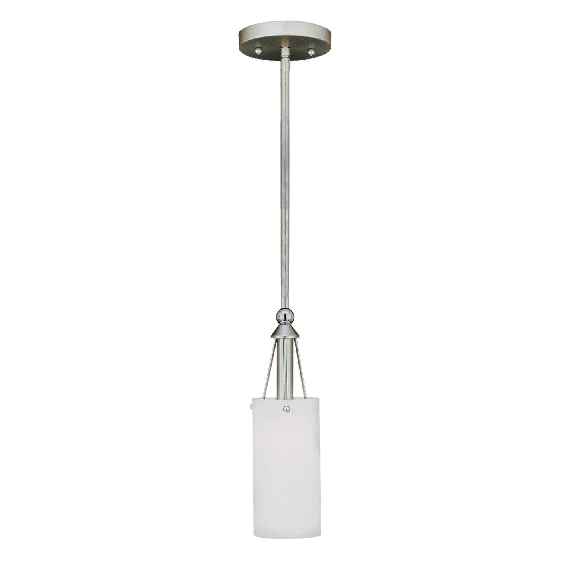 Forte Lighting 2225-01-55 Lee Brushed Nickel Modern/Contemporary Opal Glass Cylinder Mini Hanging Pendant Light