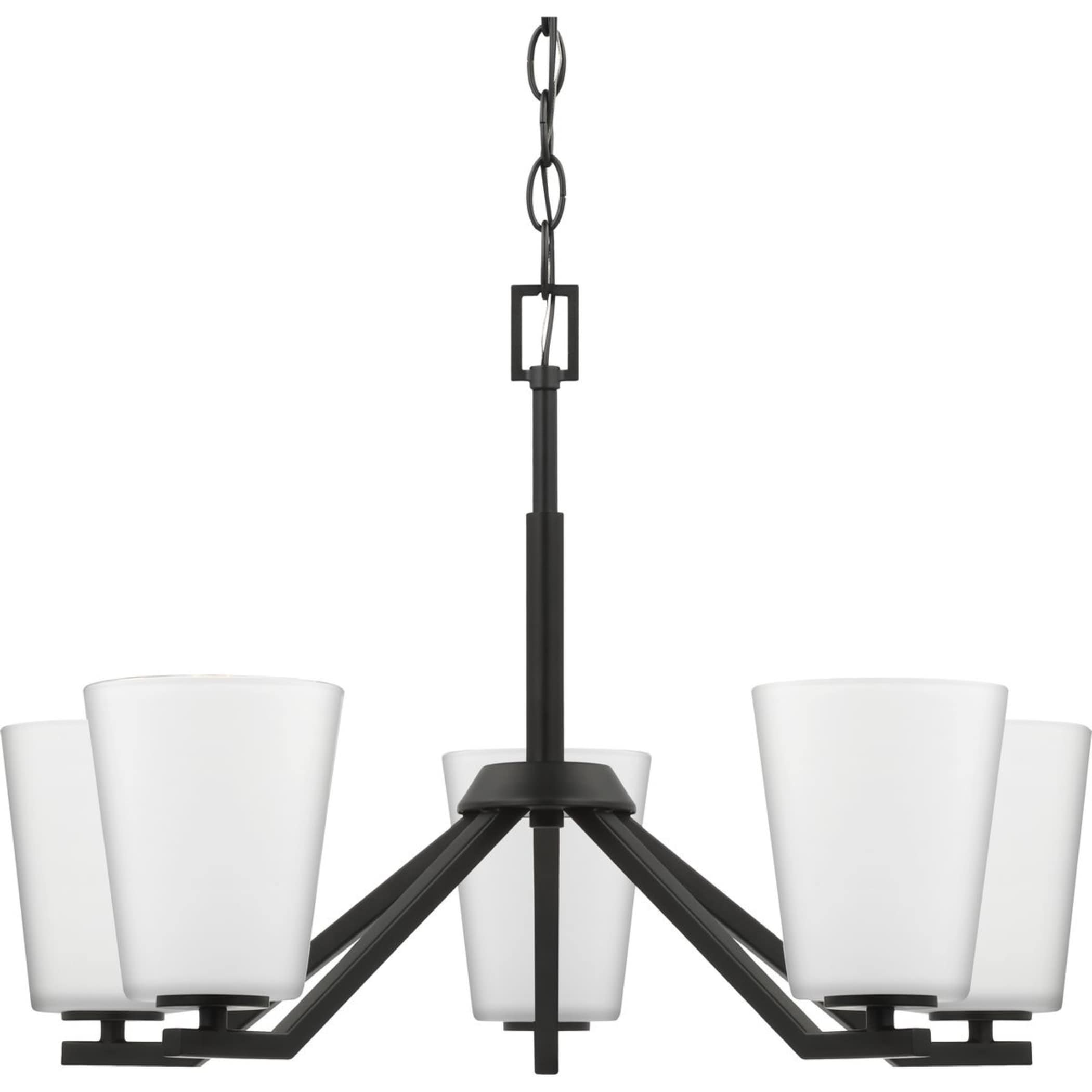 Vertex Matte Black Angular Five Light Chandelier