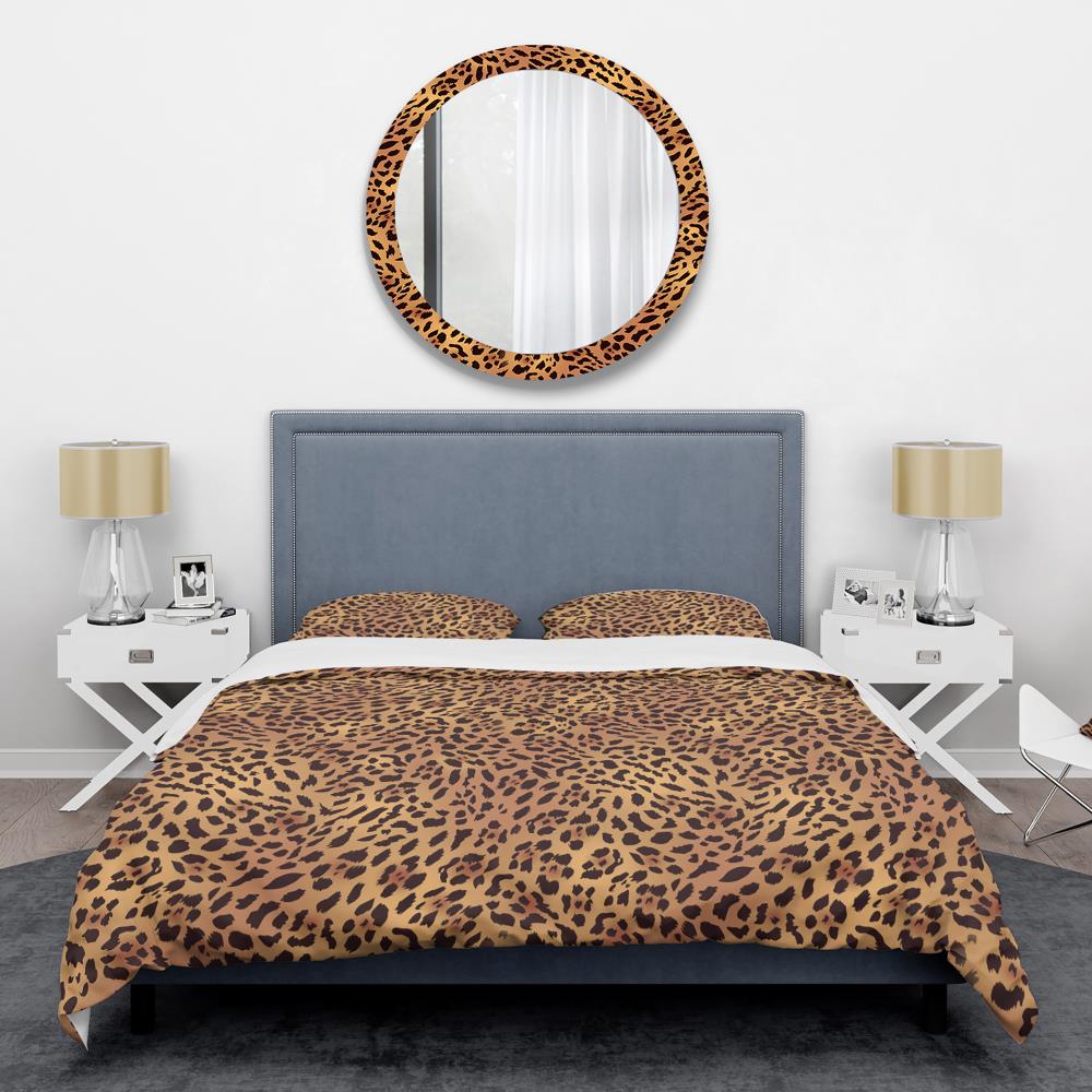 Twin Leopard Print Microfiber Polyester Duvet Cover Set