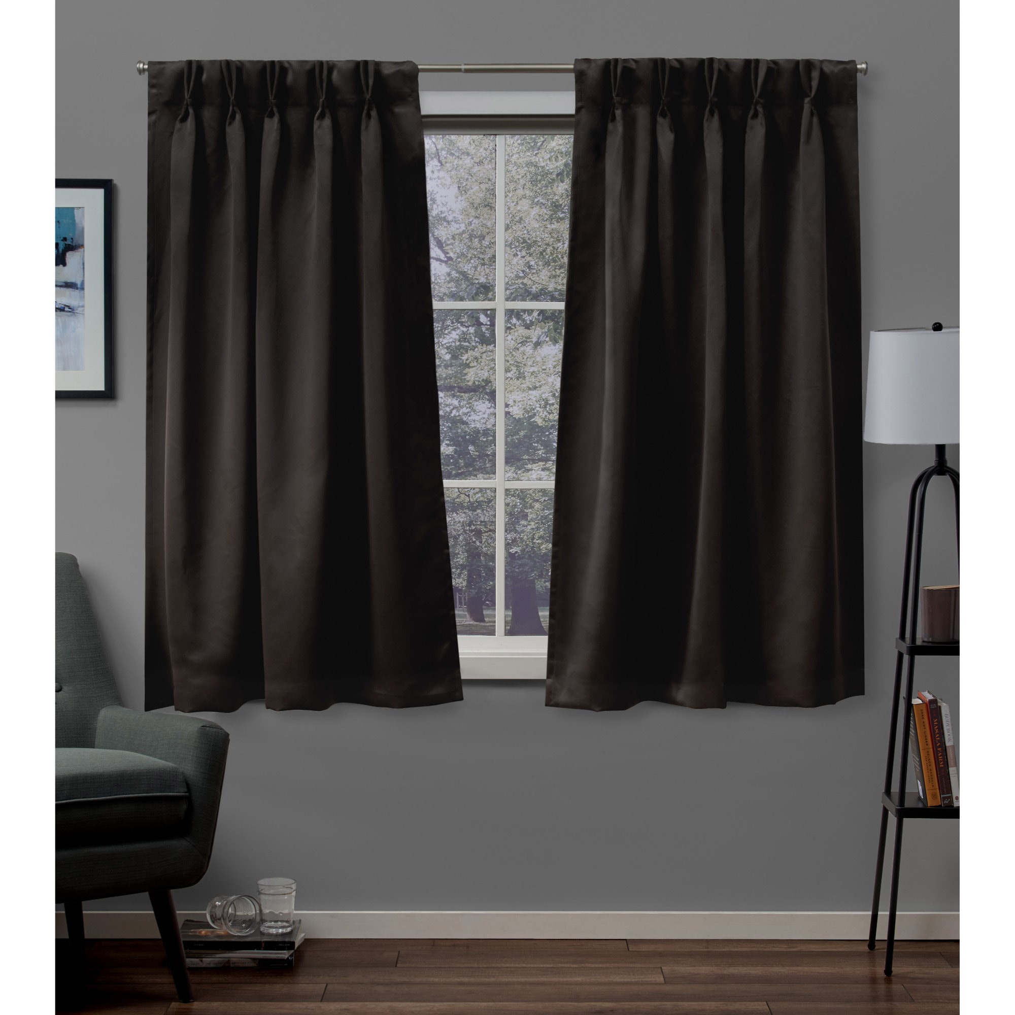 Exclusive Home EH8326-08 2-63P 63-Inches Espresso Room darkening Interlined Pinch pleat Curtain panel pair