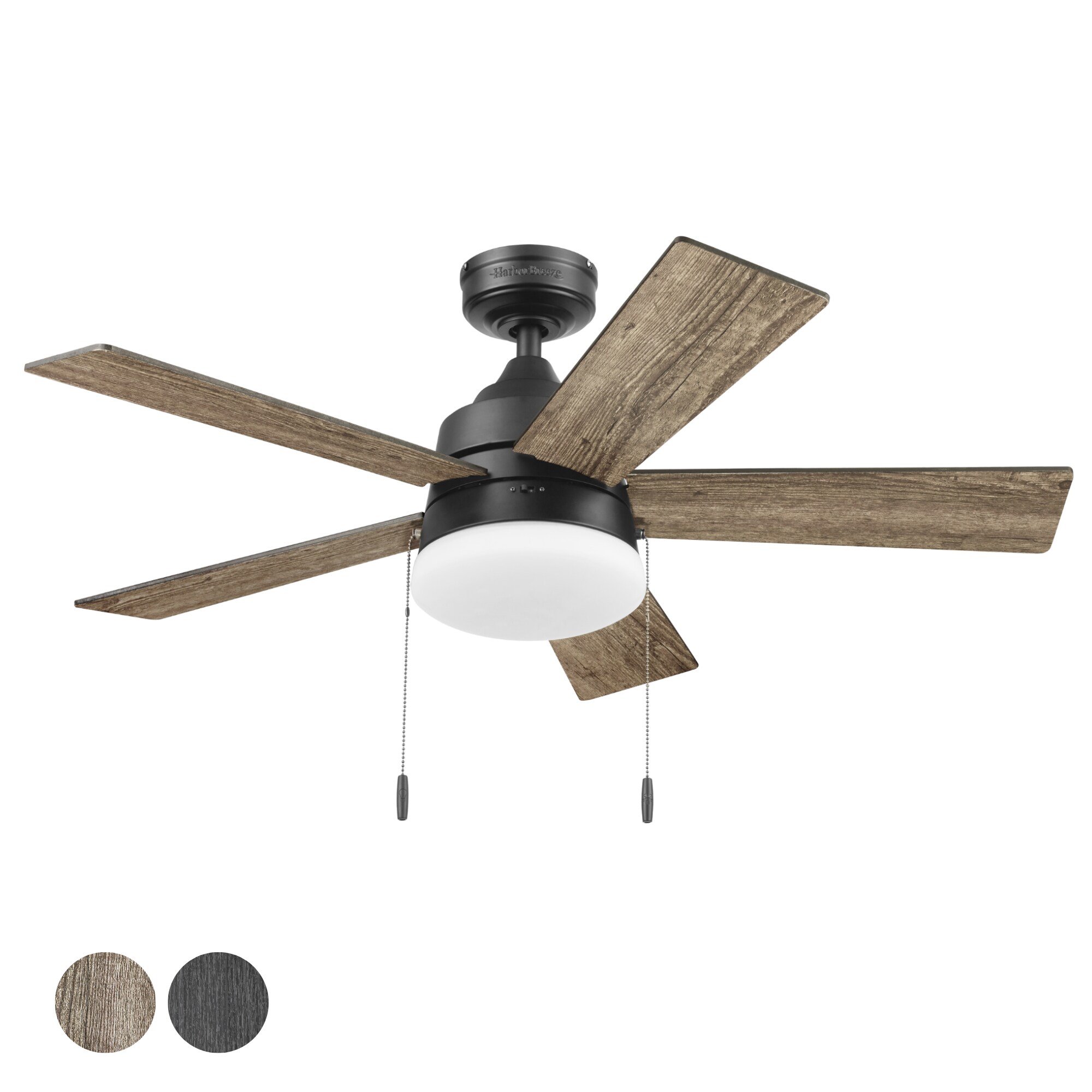 Harbor Breeze Kennerly 44-in Matte Black with Mocha/Espresso Blades LED ...