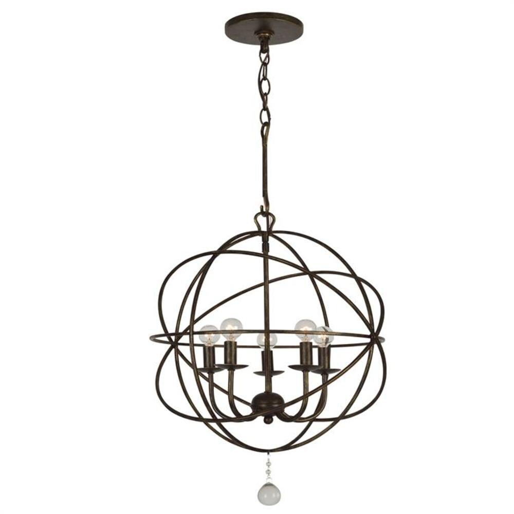 Elegant Mini Cage Chandelier with Clear Glass Drops in English Bronze