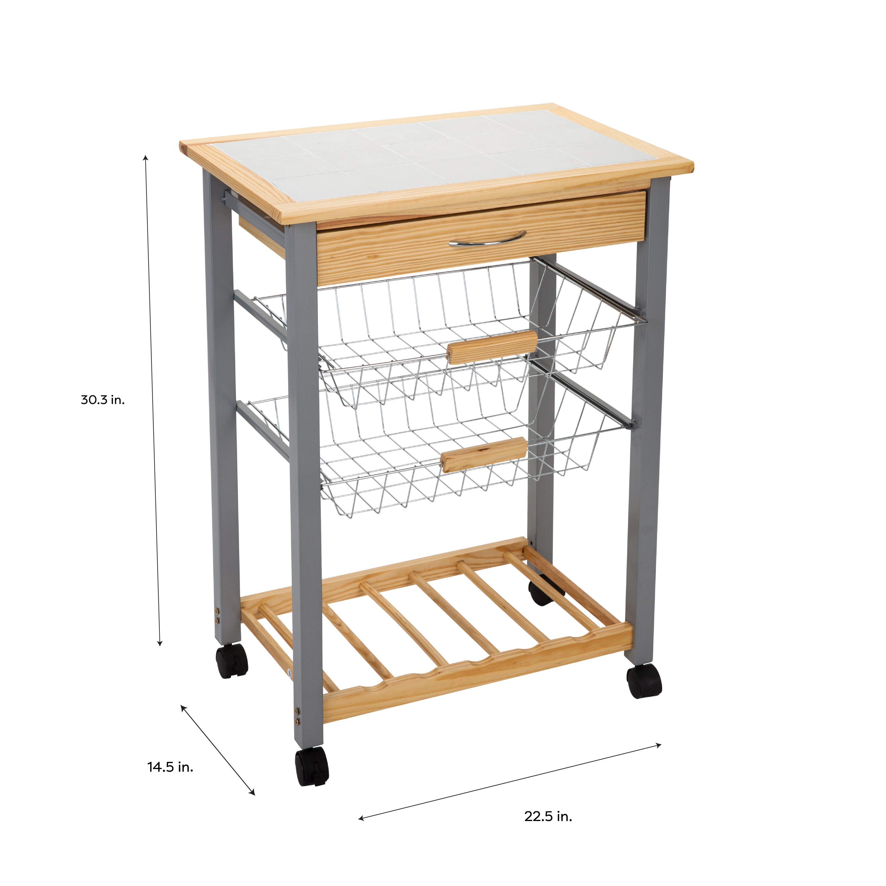 Trinity Home Entertainment Bamboo Kitchen Cart with Drop Leaf