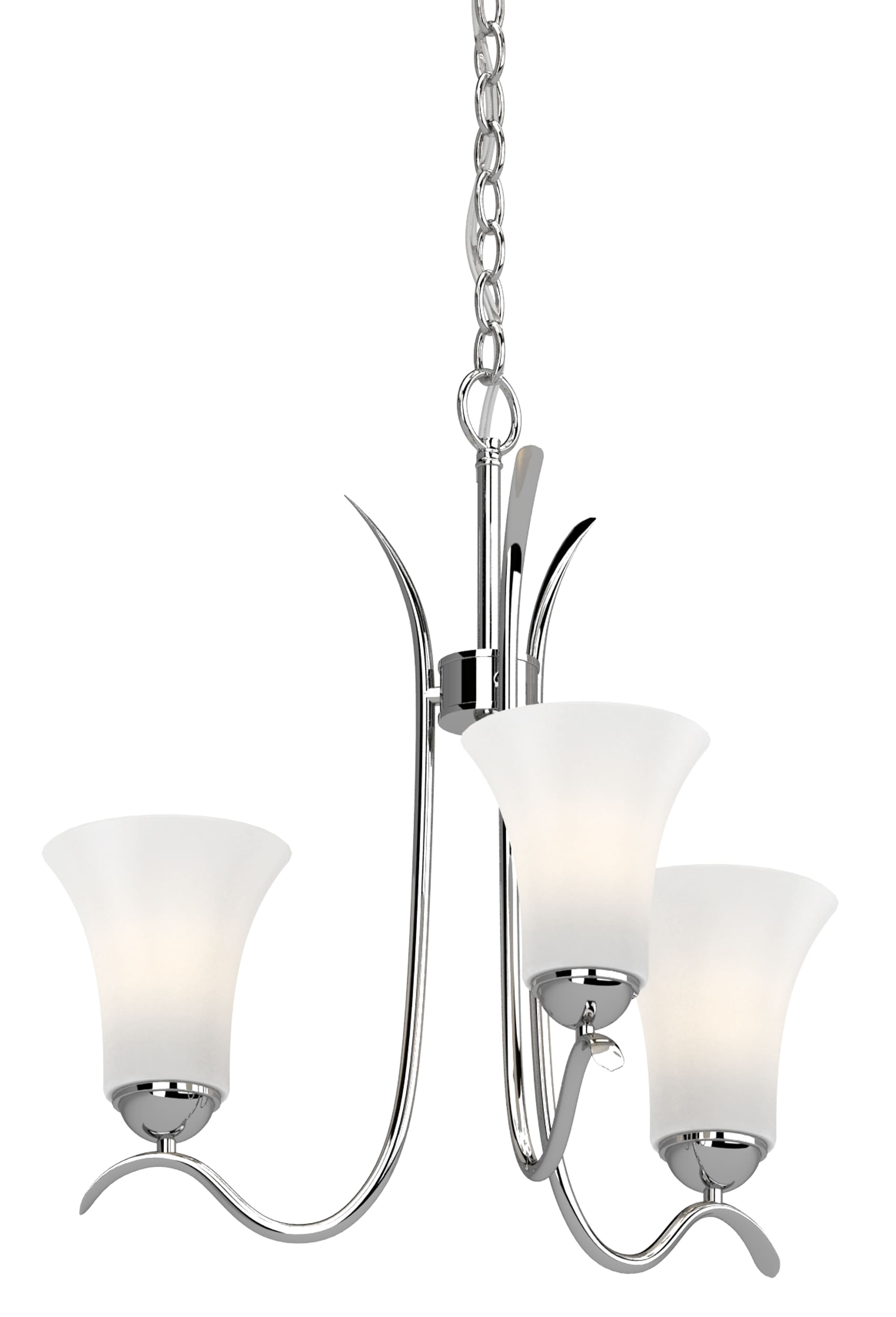 Mini Transitional Polished Nickel 18" Chandelier with Frosted Glass
