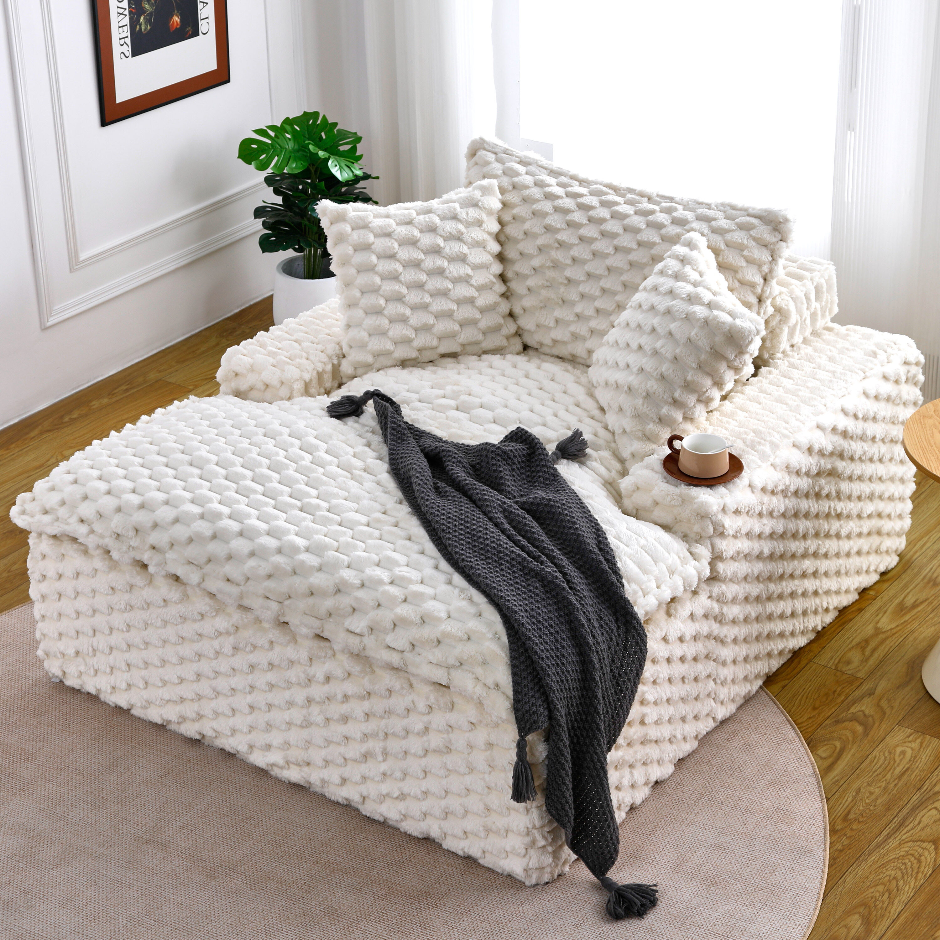 LUXEYARD - 51 inch Comfort bearing Sofa: Two Pillows and One Backrest Suitable for Multiple Scena...