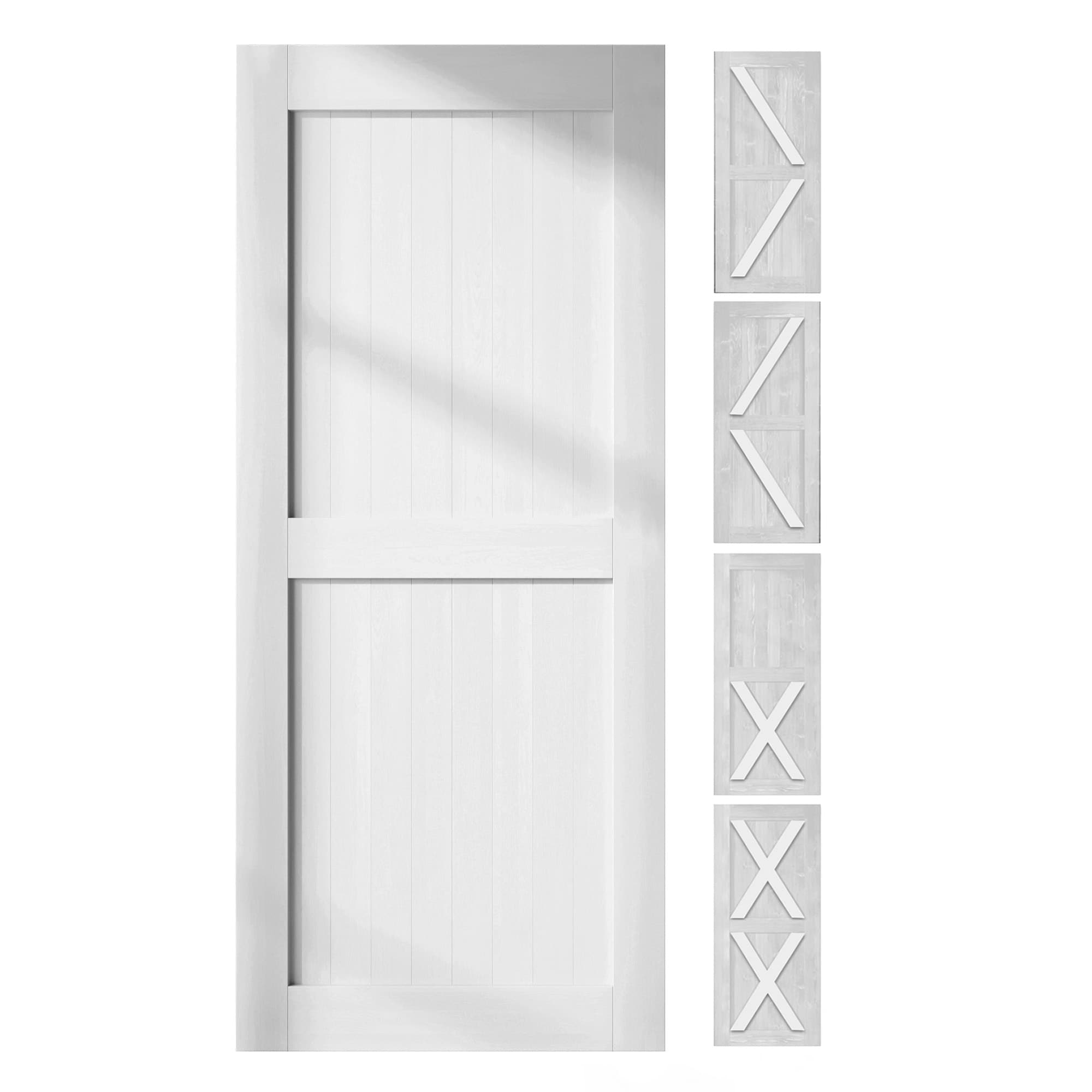 HOMACER 5480F-WHITE 54-in x 80-in White Pine Wood Solid core Single Barn Door (Hardware Not Included)