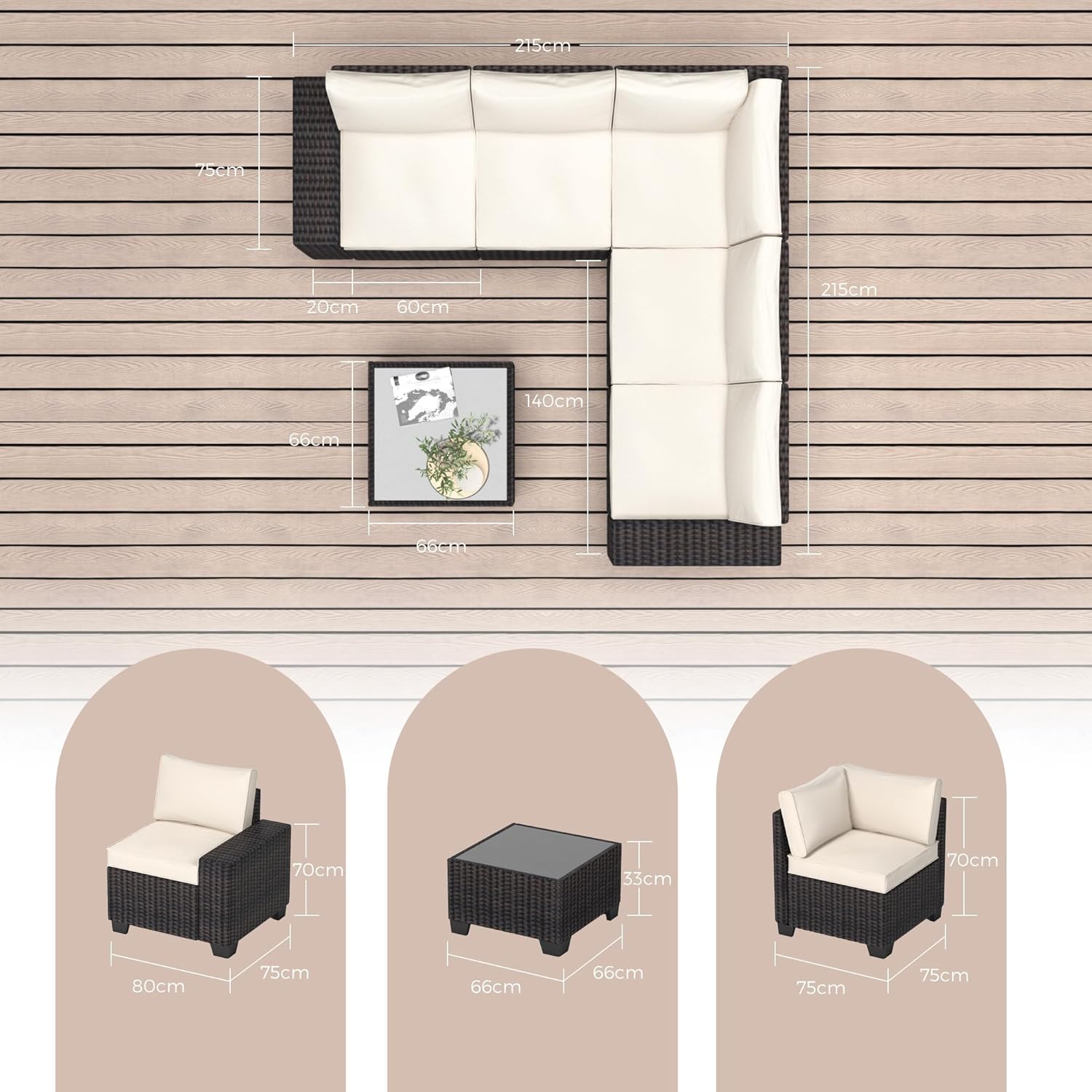 Garvee LS-PATIOSETIQEDBEIGE Patio-Conversation-Sets - View #2