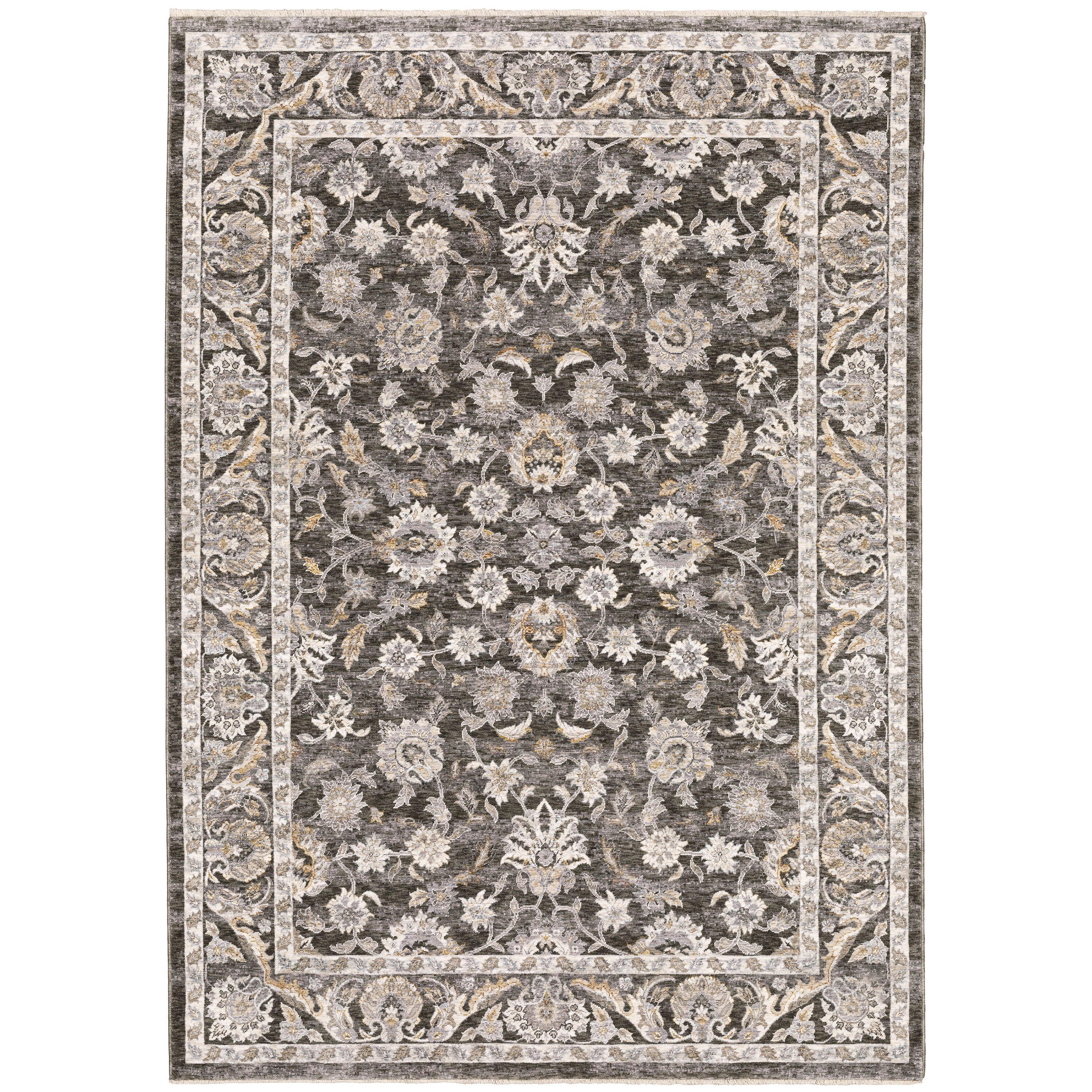 Archer Lane 070MAHAN16L Cadagan 6 x 9 (ft) Polyester Charcoal Rectangular Indoor Floral/Botanical Persian Area rug