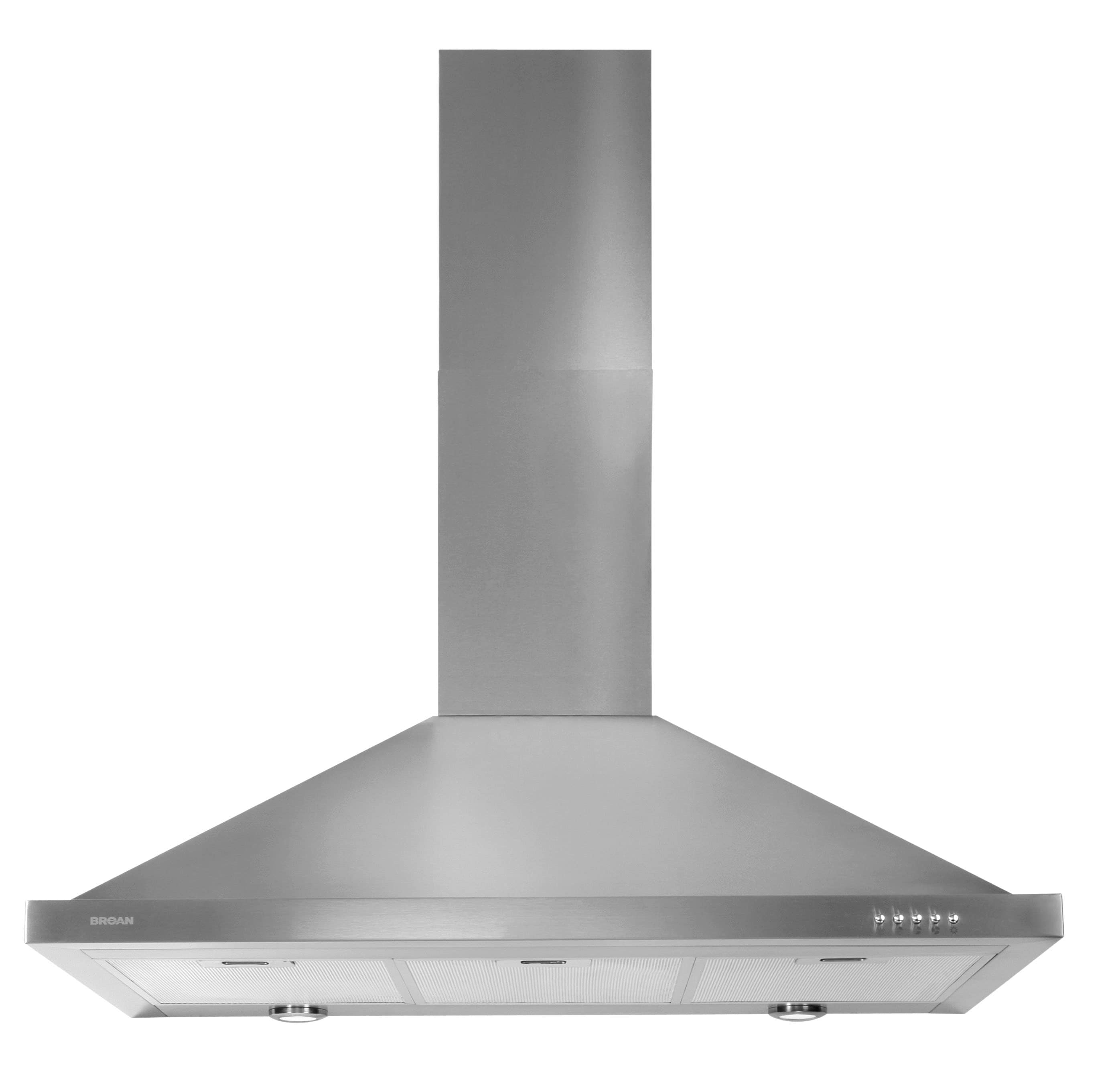 Broan B59 Series 36 in. Chimney Style Range Hood with 3 Speed Settings, 450  CFM, Convertible Venting & 4 Halogen Lights - Stainless Steel