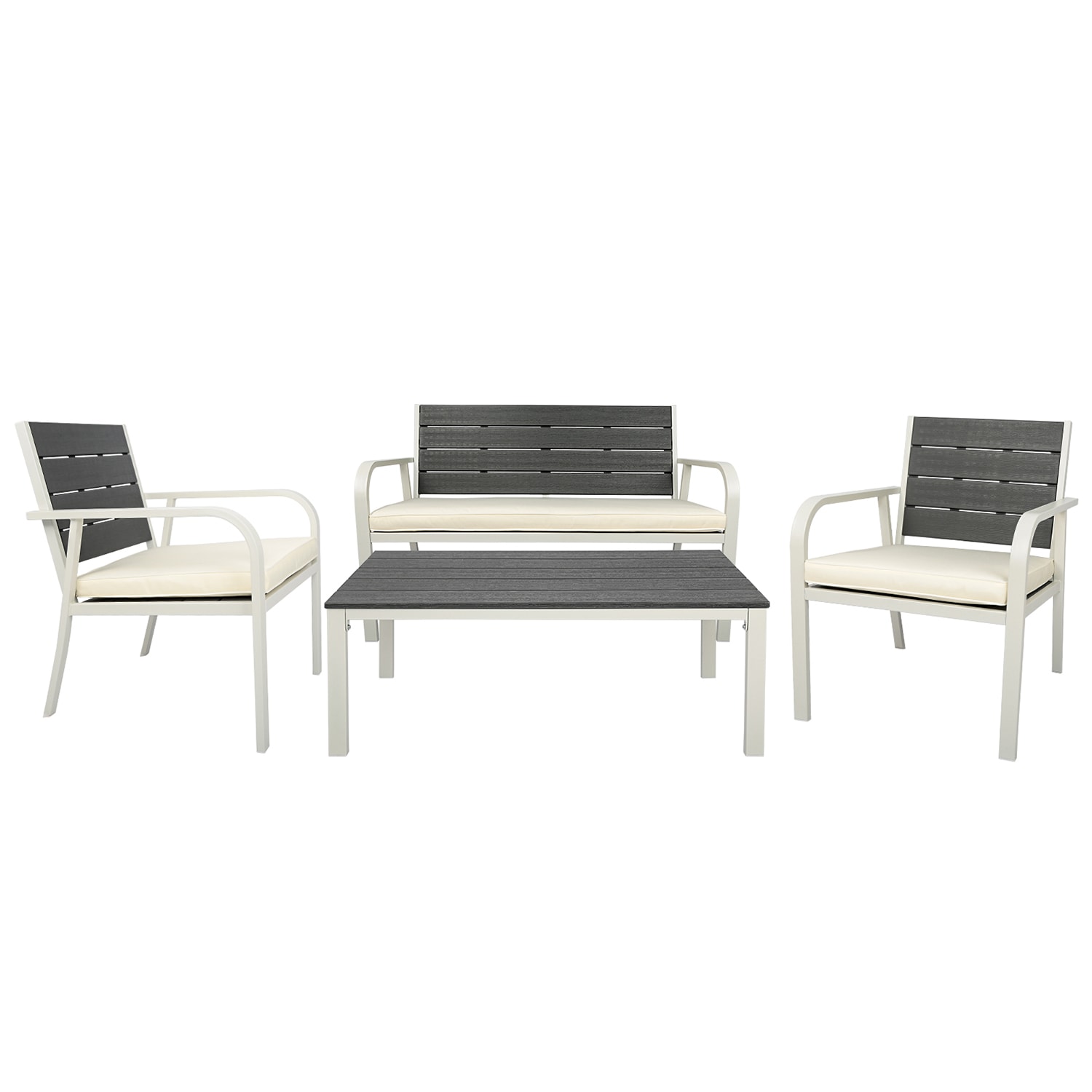 SINOFURN SYB690001BG 4 -Piece Patio Conversation Set with Off-white Cushions