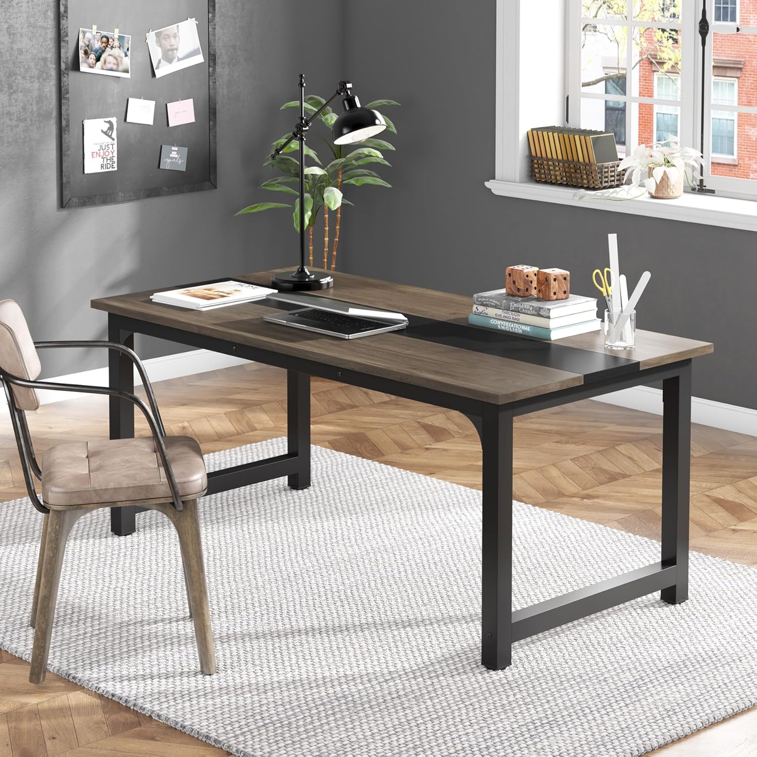 Tribesigns 63 in. Executive Desk Large Office Computer Desk with ...