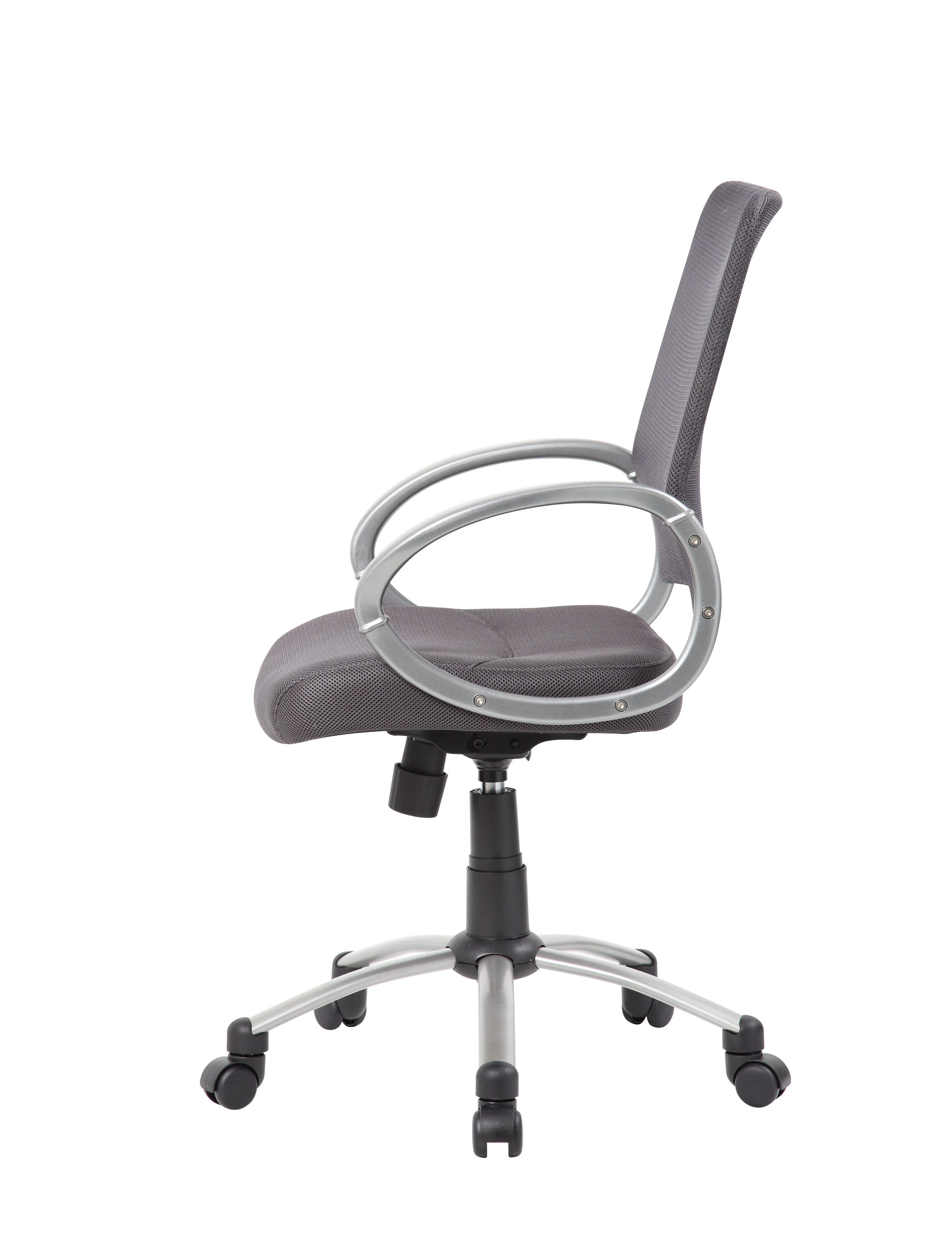 Charcoal Grey Mesh Swivel Task Chair with Pewter Finish Metal Base