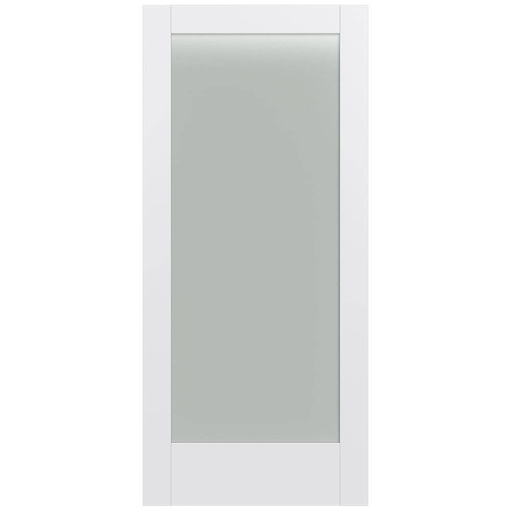 JELD-WEN LOWOLJW221100237 MODA 1011 36-in x 80-in Primed 1-panel square Frosted glass Smooth Solid core Primed MDF Slab Door