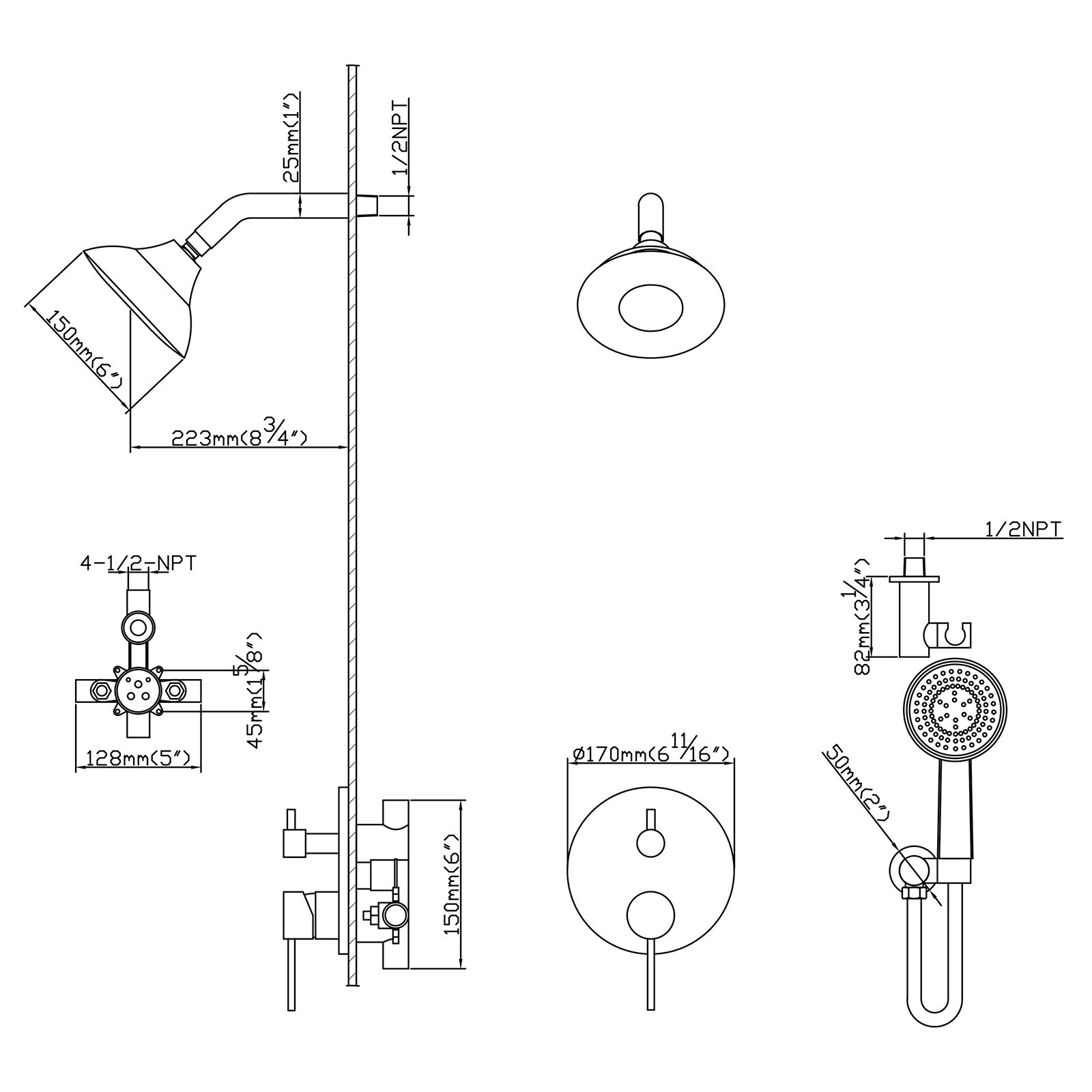 LUCKY ONE LO-SA865MB3P Showerhead-Bar-Panels - View #7