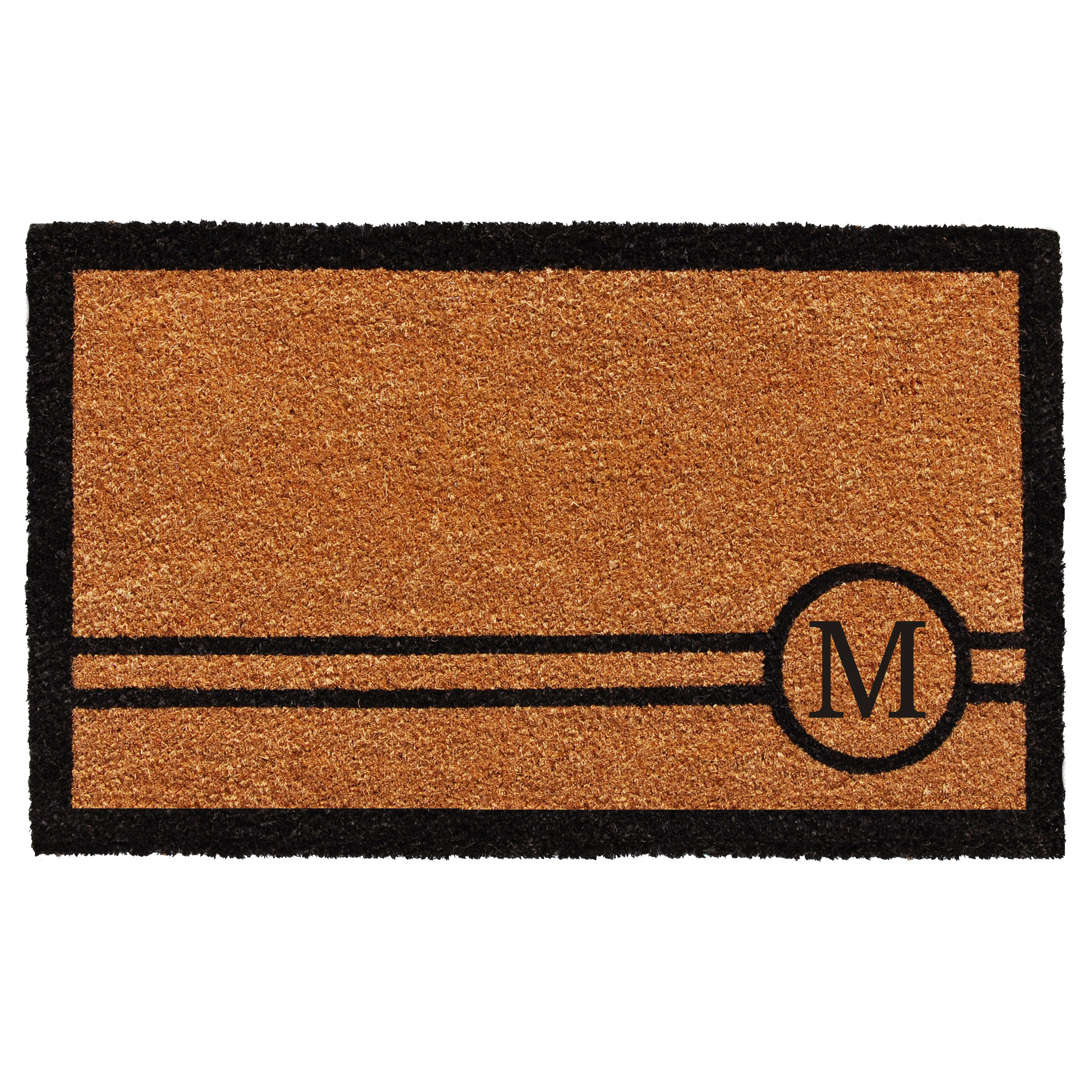 Callowaymills 153071830M 1-1/2-ft x 2-1/2-ft Black/Natural Coir/Vinyl Rectangular Indoor or Outdoor Decorative Door Mat