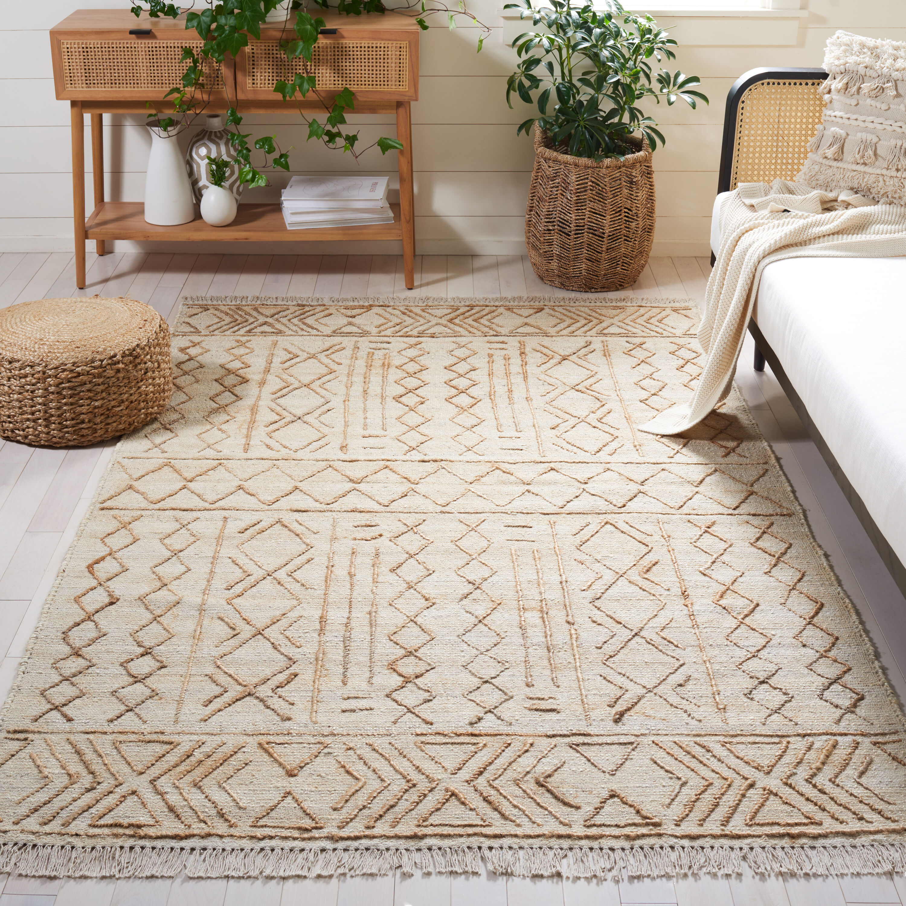  Natural Fiber 409 Natural/Beige Bohemian 5ft x 8ft Medium Rectangle Rug