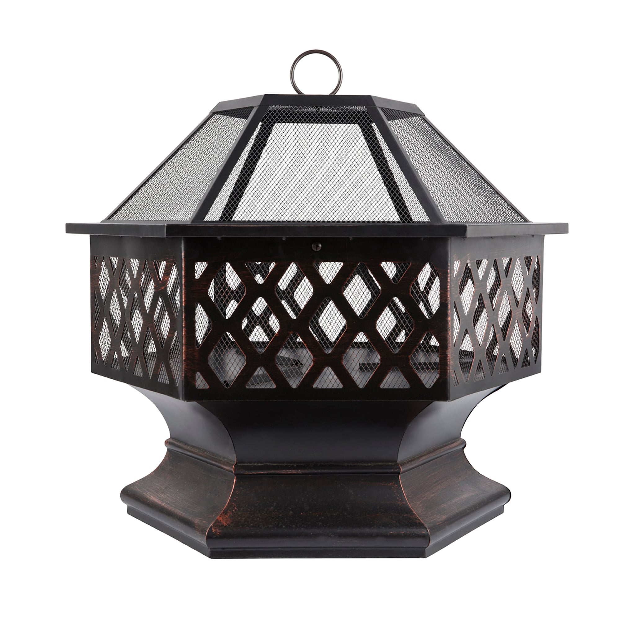 Clihome SL-69MX-AA Fire Pit With BBQ Rack 24.4-in W Black Iron Wood-Burning Fire Pit