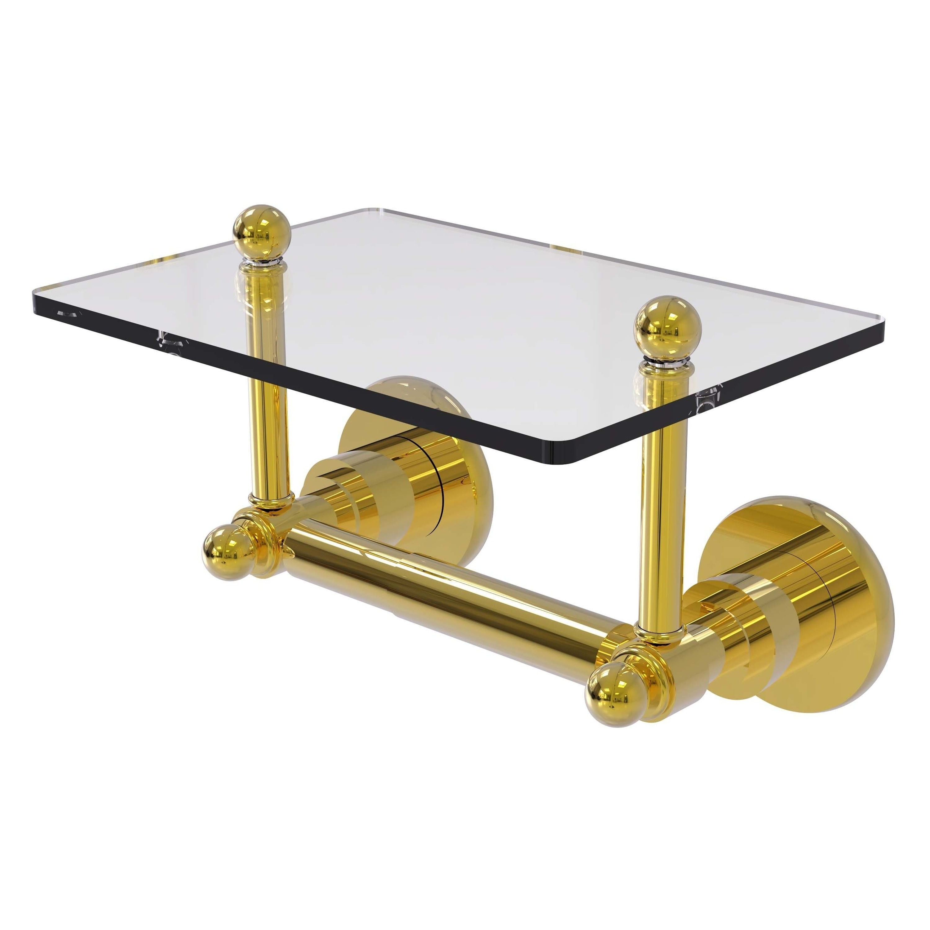 Allied Brass AP-GLT-24-PB Astor Place Polished Brass Wall mount Double post Toilet Paper Holder 1 -Rolls with Storage