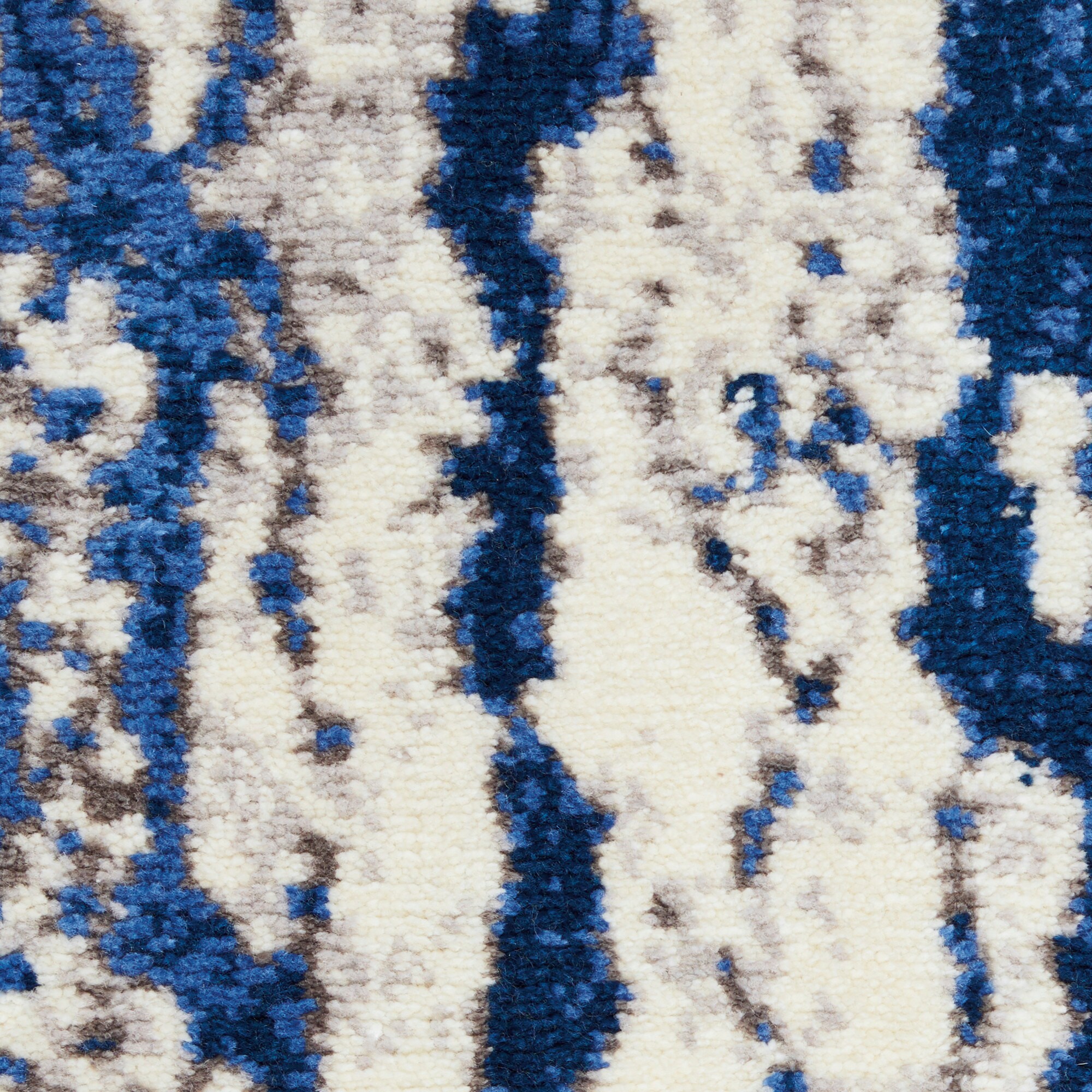 Twilight Abstract Blue and Ivory Wool-Blend 2x3 Area Rug