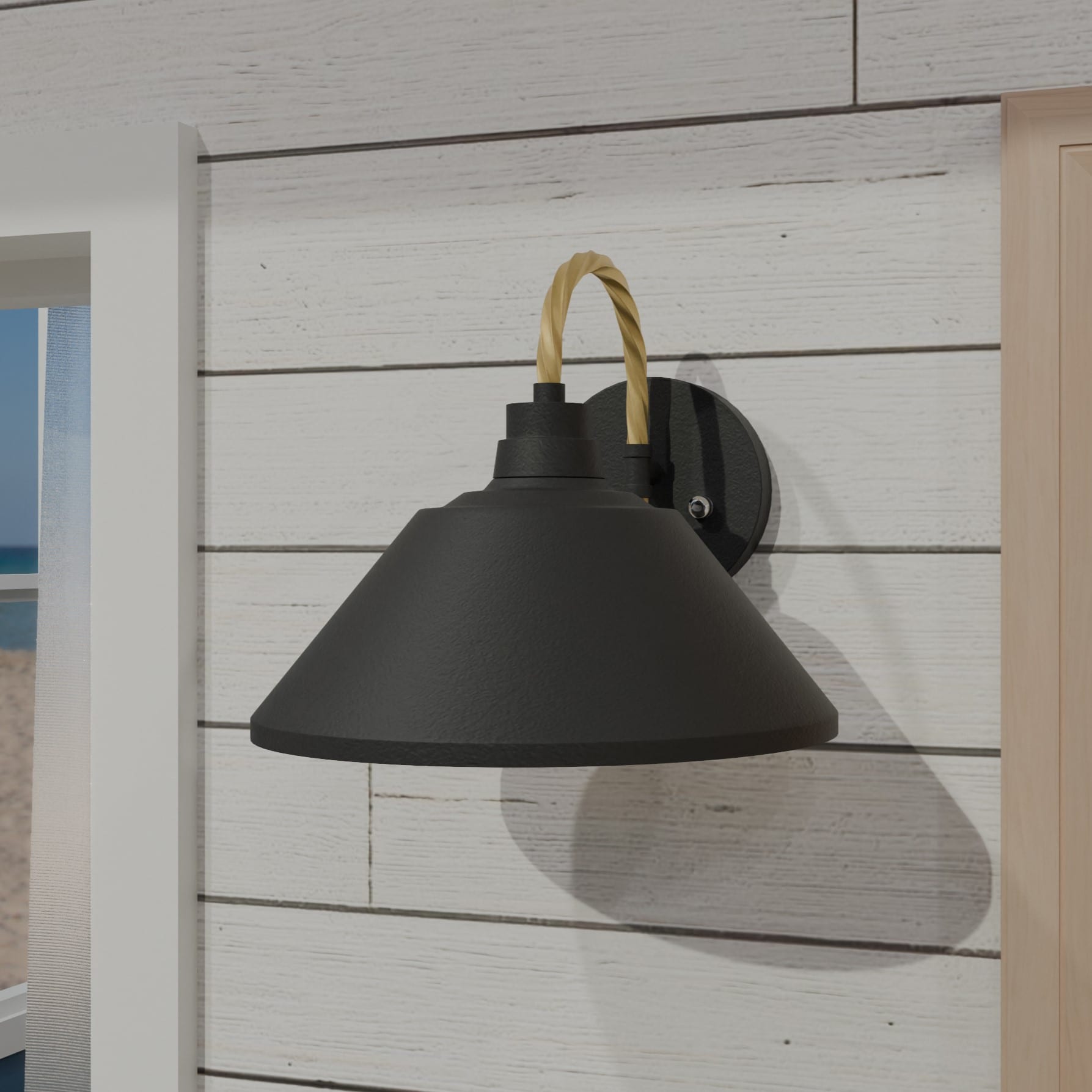 Quoizel LSH8411MBK Longshore 1 -Light 9.5-in H Matte Black Hardwired Outdoor Wall Light