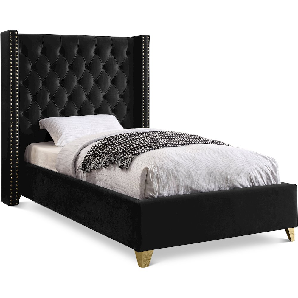 Meridian - Barolo Black Velvet Twin Bed