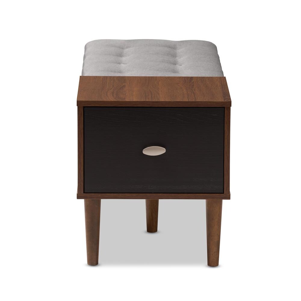 Baxton Studio Merrick Modern Walnut Storage Bench with Storage