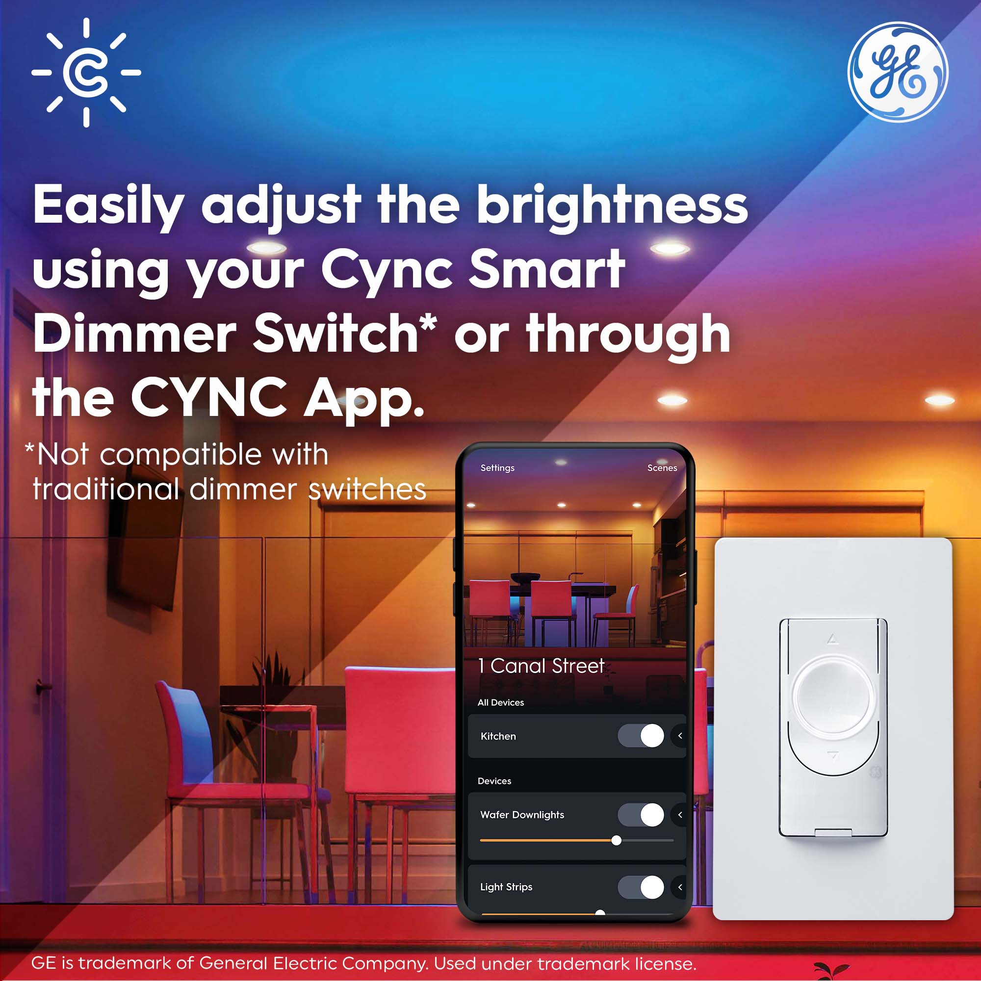 GE CYNC Smart Remote, Dimmer Remote + White Tones Control, Bluetooth  Enabled, Battery Powered (1 Pack)